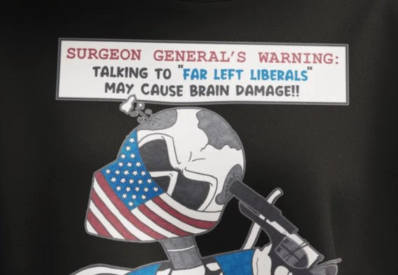 LIBERAL BRAIN DAMAGE Semi-Fitted Patriotic Biker T-Shirt (S-3XL):  Women's Gildan 5000L - FREE SHIPPING