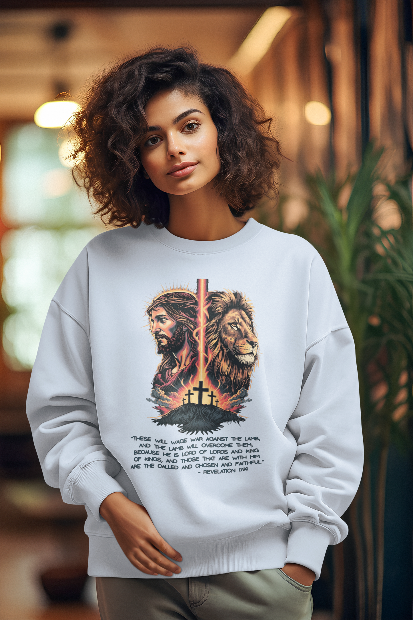 THE LION OF JUDAH Heavy Weight Christian Sweatshirt (S-5XL):  Women's Gildan 18000 - FREE SHIPPING