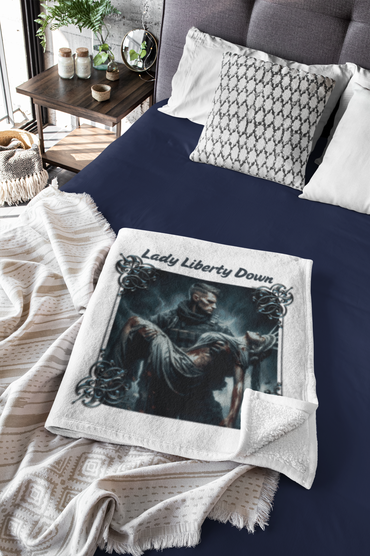 LADY LIBERTY DOWN Light Weight Patriotic Velveteen Plush Blanket (3 sizes available) - FREE SHIPPING