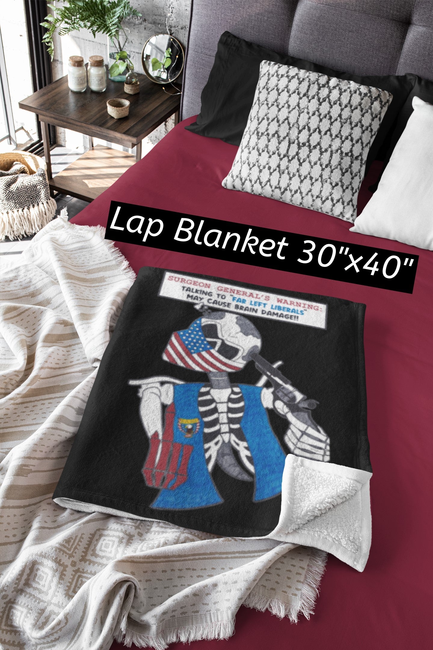 LIBERAL BRAIN DAMAGE Light Weight Velveteen Plush Blanket (3 sizes available) - FREE SHIPPING