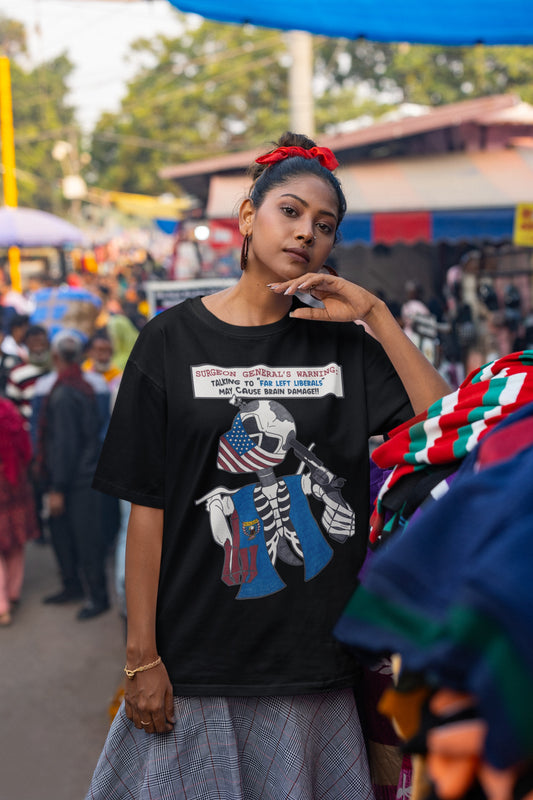 . LIBERAL BRAIN DAMAGE Plus Size Heavy Weight Patriotic Biker T-Shirt (S-5XL):  Women's Hanes Beefy-T® - FREE SHIPPING