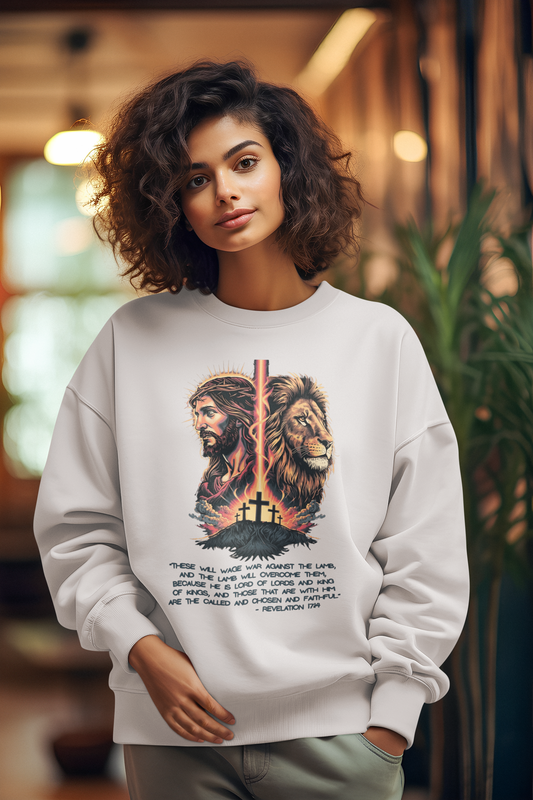THE LION OF JUDAH Heavy Weight Christian Sweatshirt (S-5XL):  Women's Gildan 18000 - FREE SHIPPING