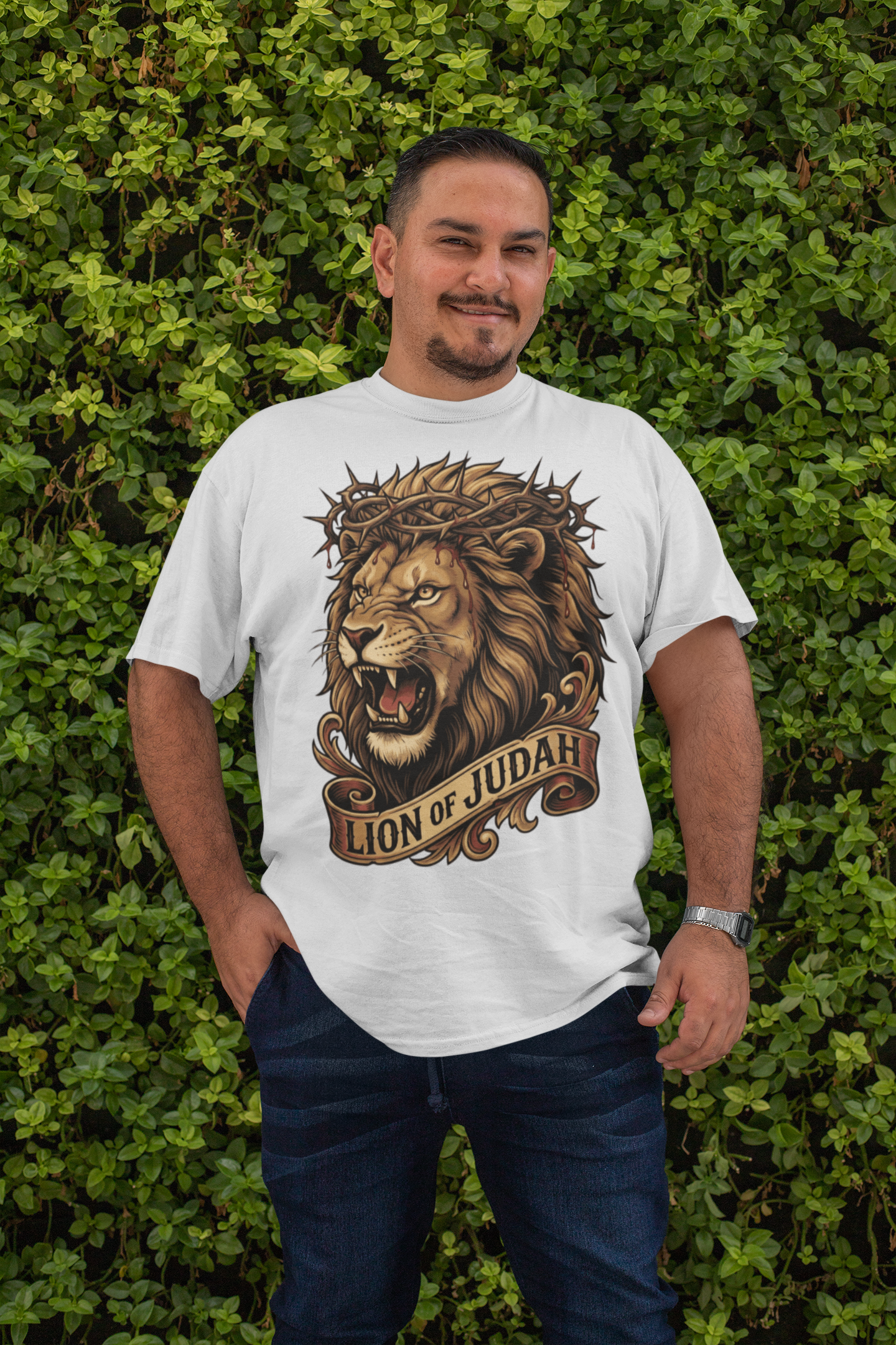 . THE LION OF JUDAH Plus Size Heavy Weight Christian T-Shirt (S-5XL):  Men's Hanes Beefy-T®