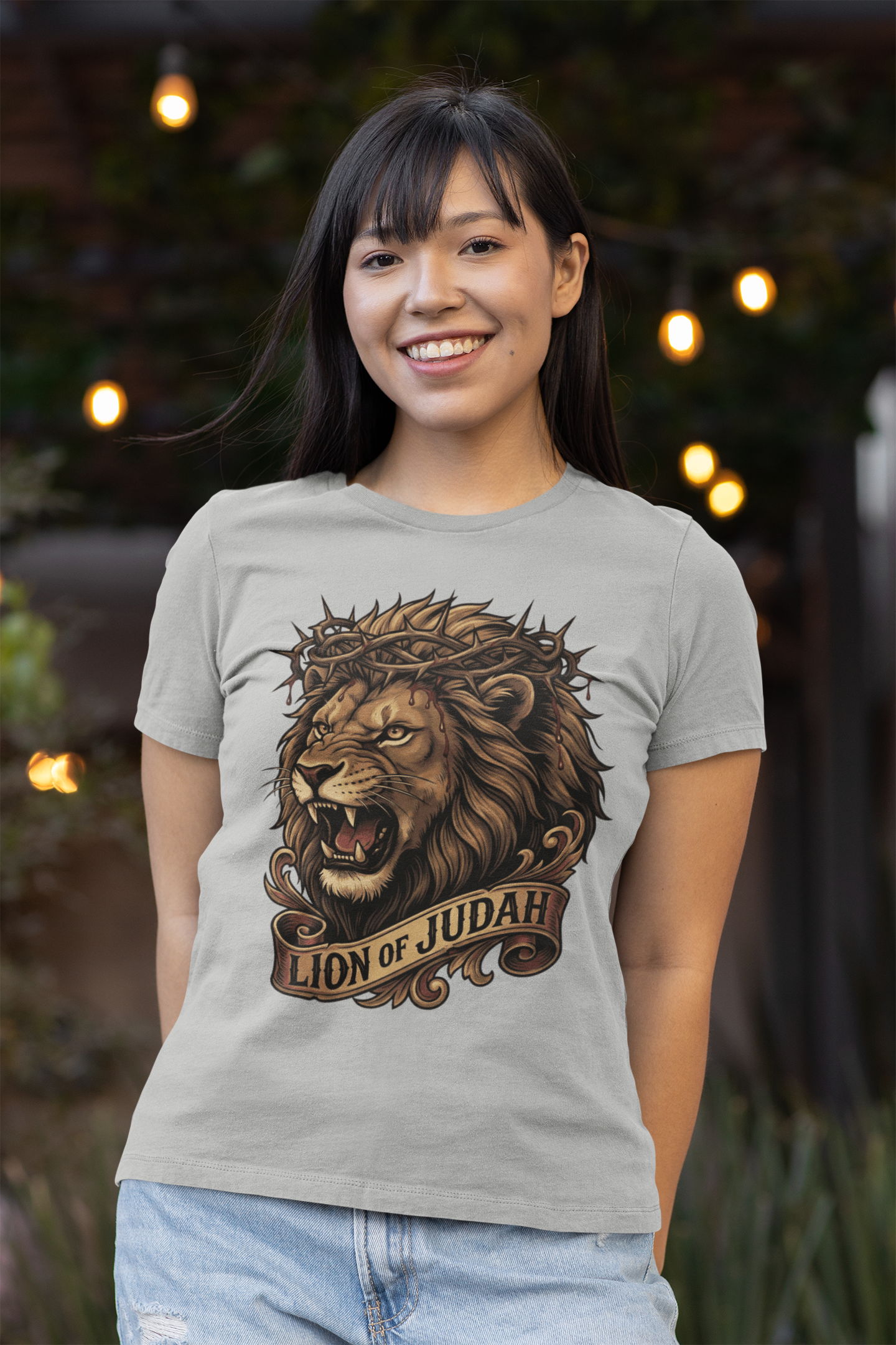 The LION OF JUDAH Fitted Christian T-Shirt (S-2XL):  Women's Bella+Canvas 6004