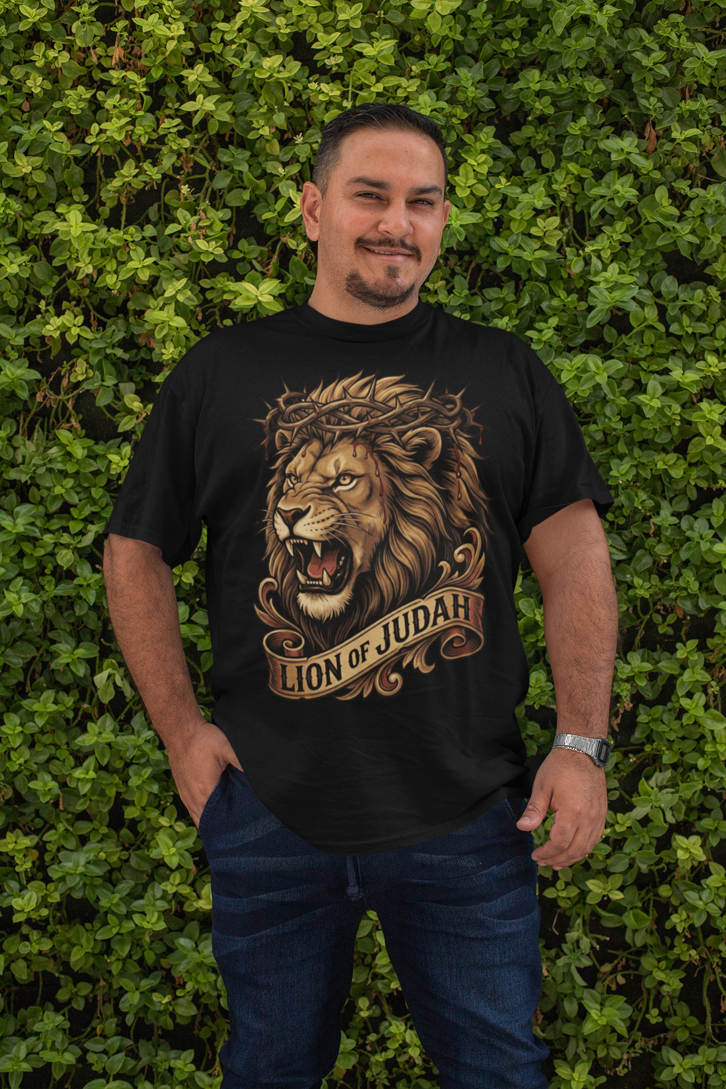. THE LION OF JUDAH Plus Size Heavy Weight Christian T-Shirt (S-5XL):  Men's Hanes Beefy-T®
