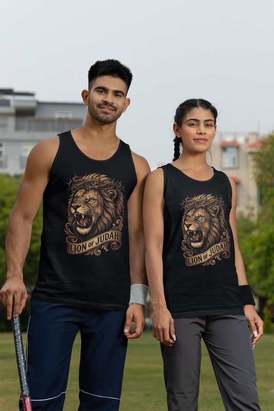 THE LION OF JUDAH Medium Weight Christian Tank Top (S-2XL):  Men's & Women's 5200 - FREE SHIPPING