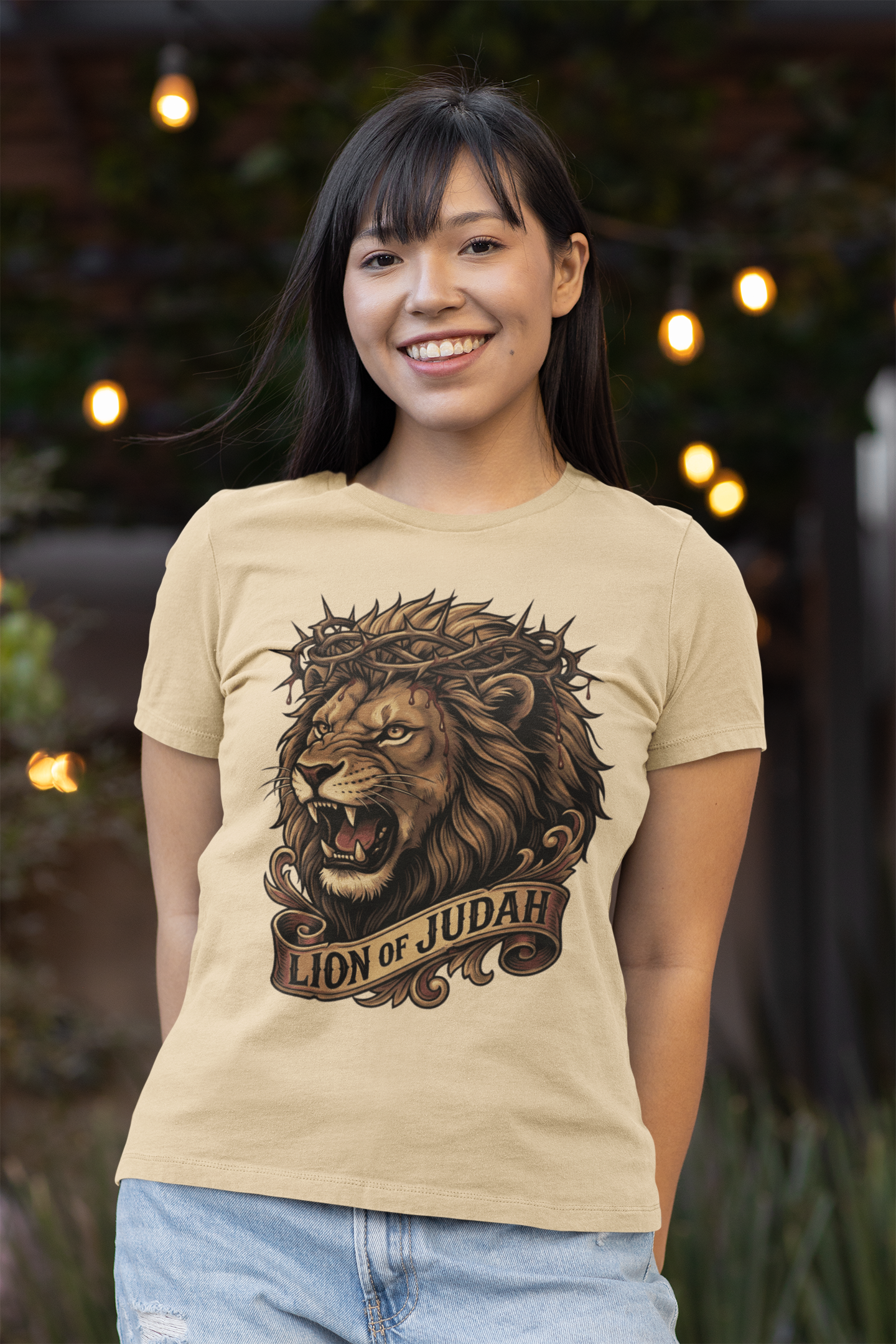 The LION OF JUDAH Fitted Christian T-Shirt (S-2XL):  Women's Bella+Canvas 6004