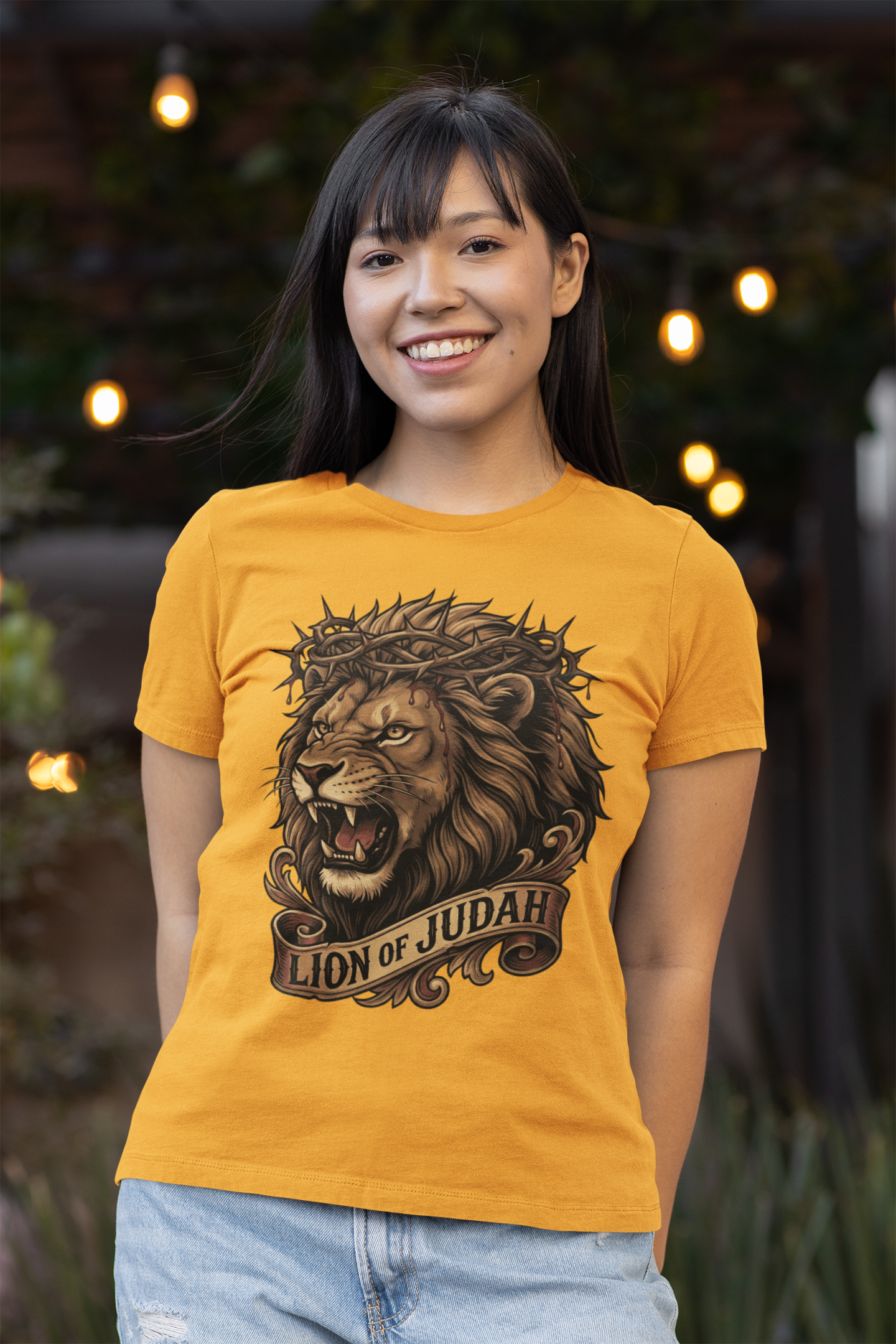 The LION OF JUDAH Fitted Christian T-Shirt (S-2XL):  Women's Bella+Canvas 6004