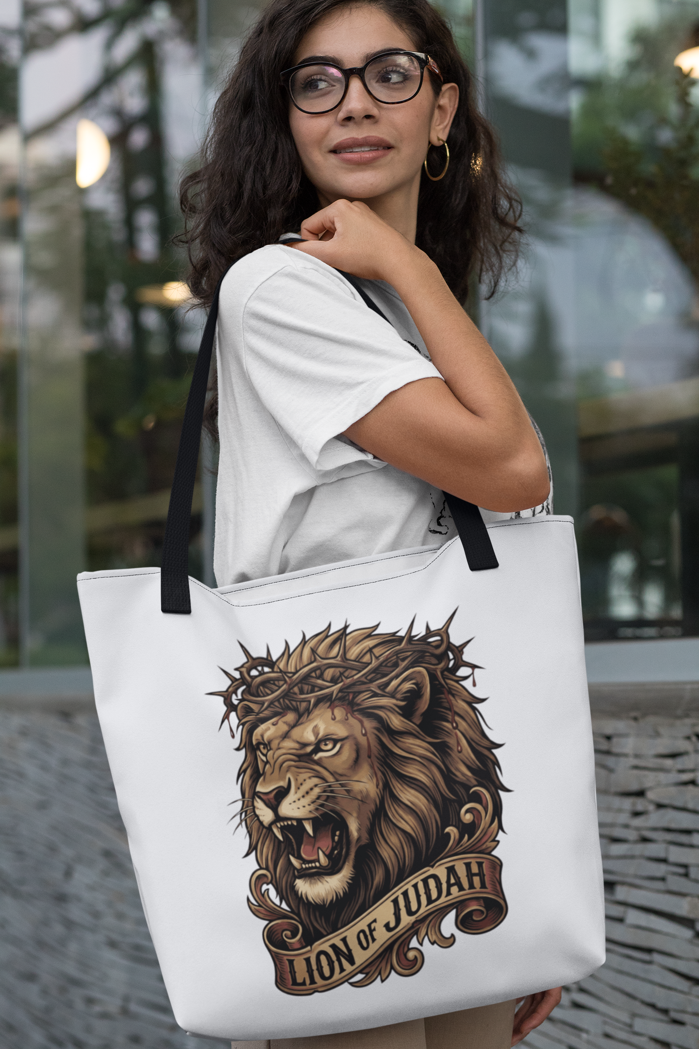 THE LION OF JUDAH Christian 100% Polyester Tote Bag (3 sizes) - FREE SHIPPING