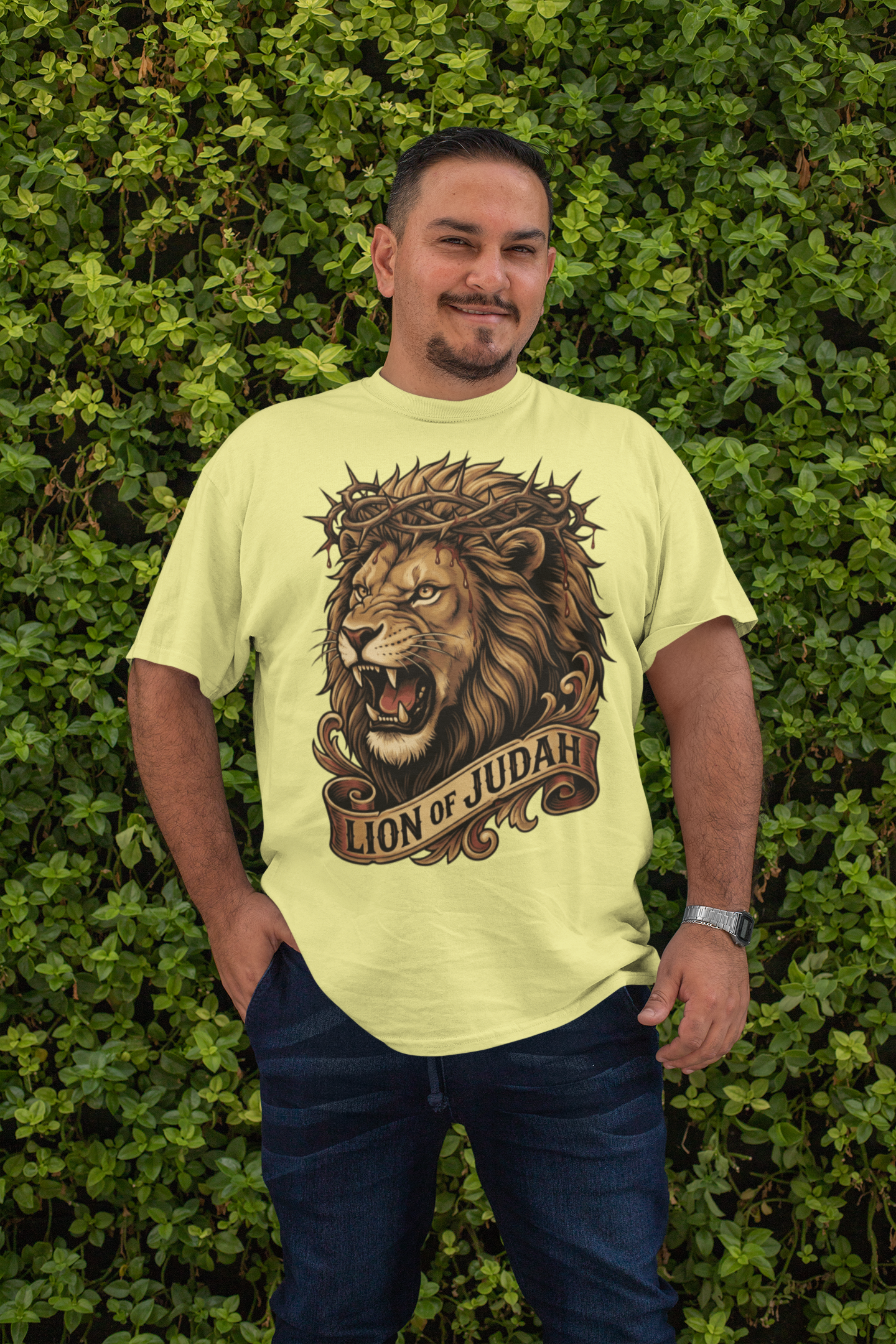 . THE LION OF JUDAH Plus Size Heavy Weight Christian T-Shirt (S-5XL):  Men's Hanes Beefy-T®