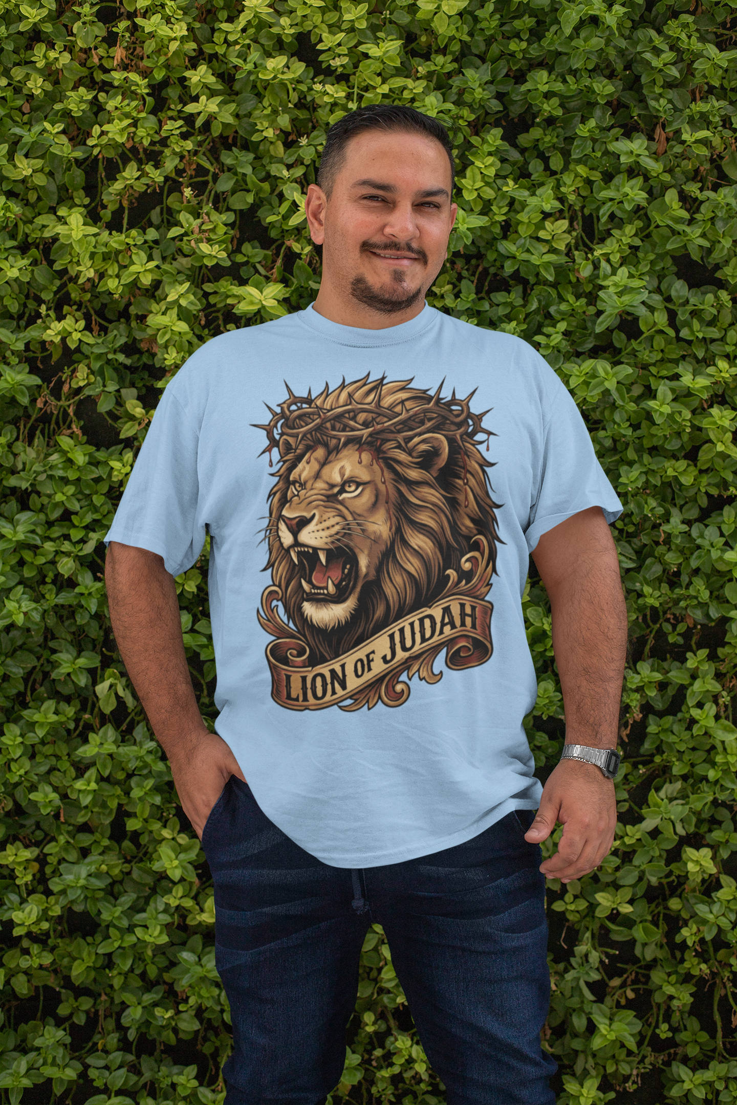 . THE LION OF JUDAH Plus Size Heavy Weight Christian T-Shirt (S-5XL):  Men's Hanes Beefy-T®