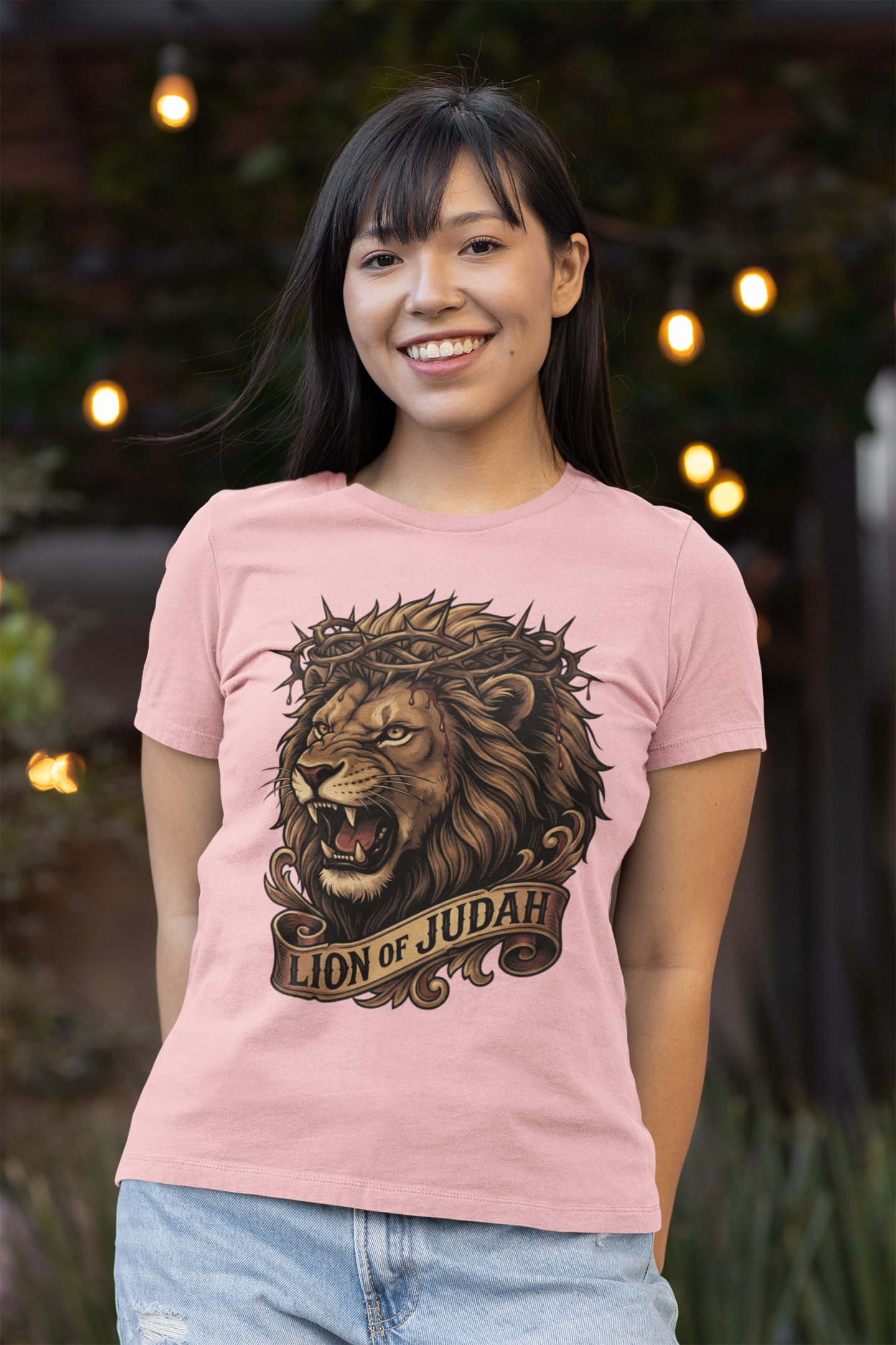 The LION OF JUDAH Fitted Christian T-Shirt (S-2XL):  Women's Bella+Canvas 6004