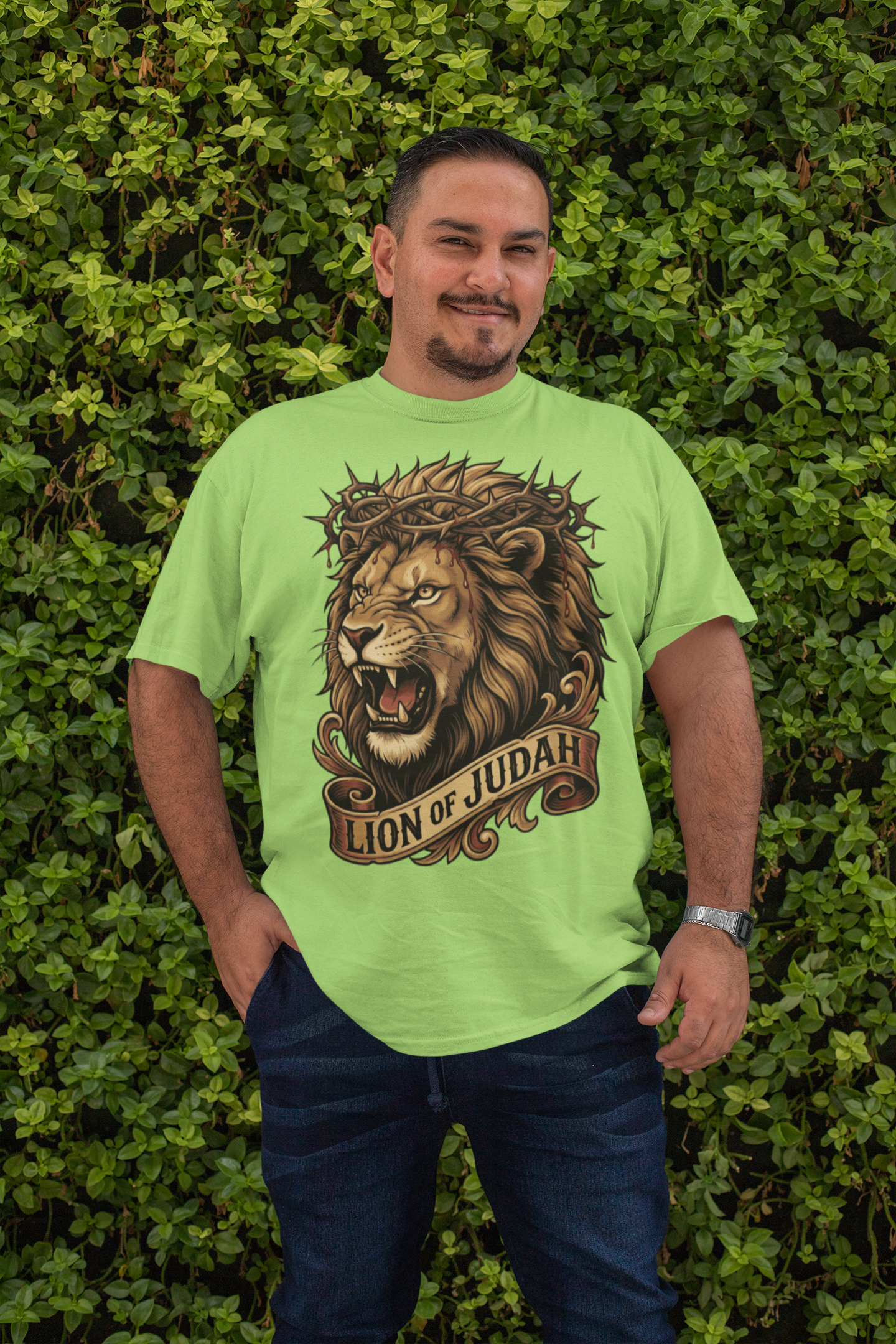 . THE LION OF JUDAH Plus Size Heavy Weight Christian T-Shirt (S-5XL):  Men's Hanes Beefy-T®