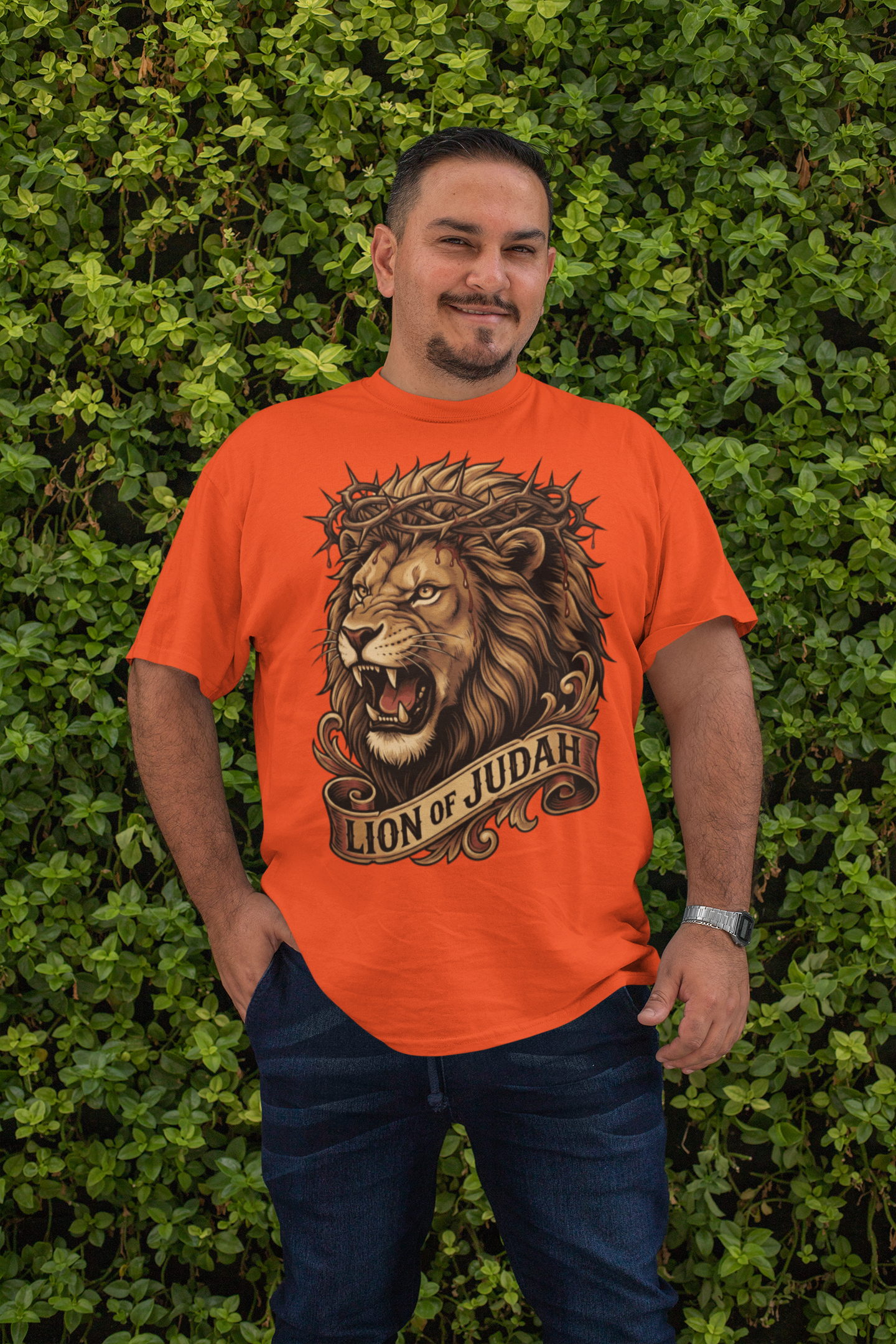 . THE LION OF JUDAH Plus Size Heavy Weight Christian T-Shirt (S-5XL):  Men's Hanes Beefy-T®