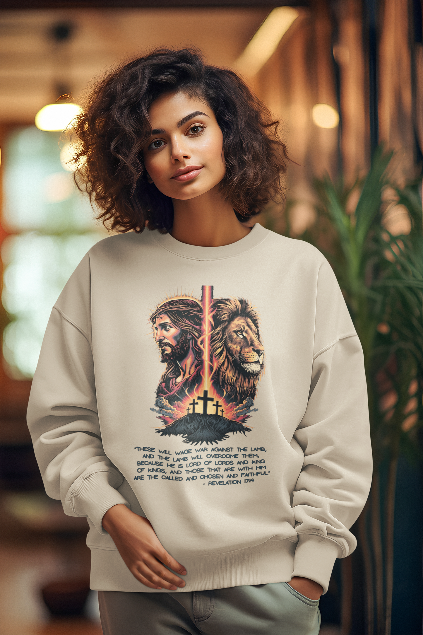 THE LION OF JUDAH Heavy Weight Christian Sweatshirt (S-5XL):  Women's Gildan 18000 - FREE SHIPPING