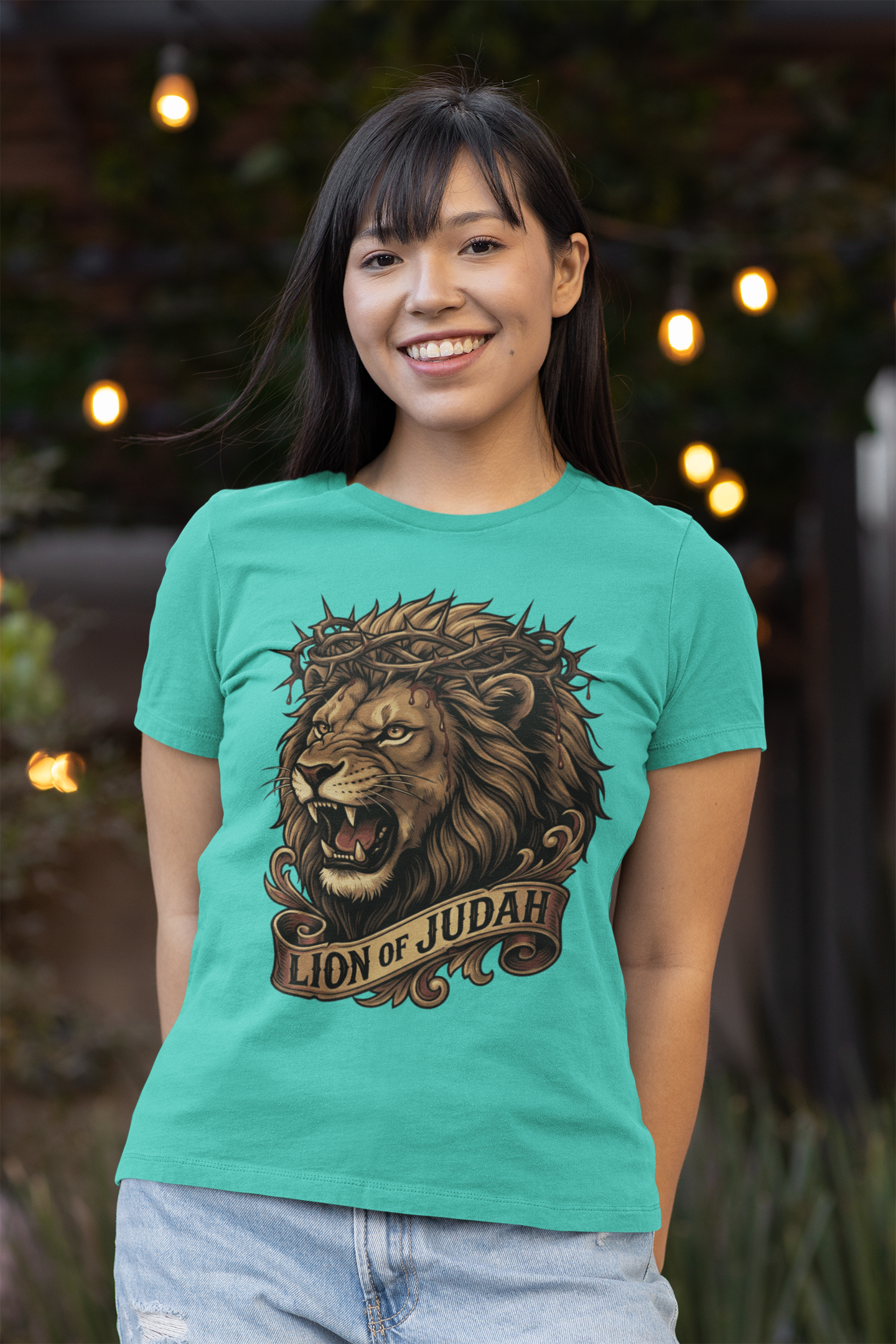 The LION OF JUDAH Fitted Christian T-Shirt (S-2XL):  Women's Bella+Canvas 6004