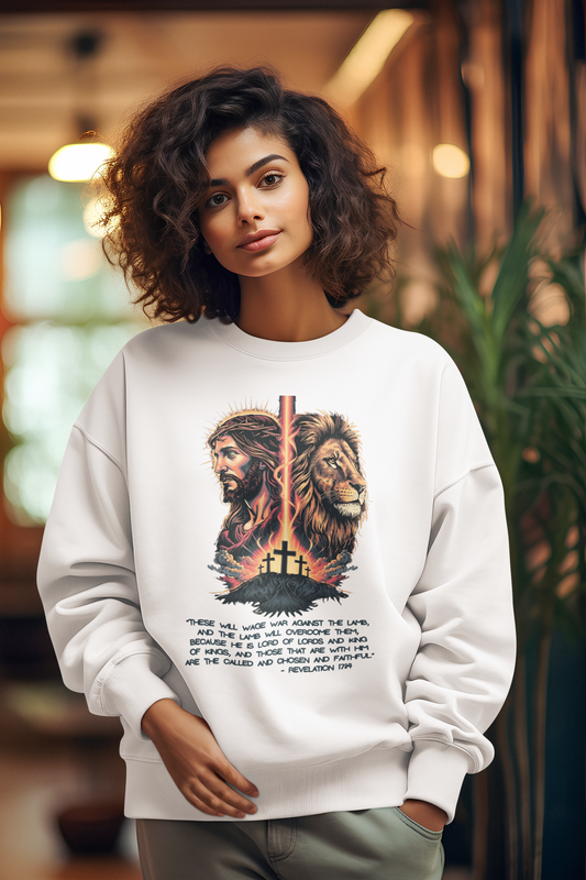 THE LION OF JUDAH Heavy Weight Christian Sweatshirt (S-5XL):  Women's Gildan 18000 - FREE SHIPPING