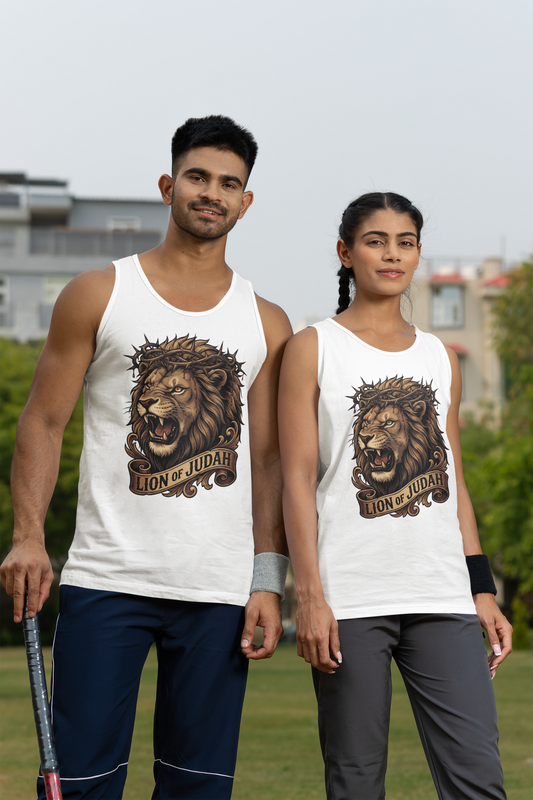 THE LION OF JUDAH Medium Weight Christian Tank Top (S-2XL):  Men's & Women's 5200 - FREE SHIPPING