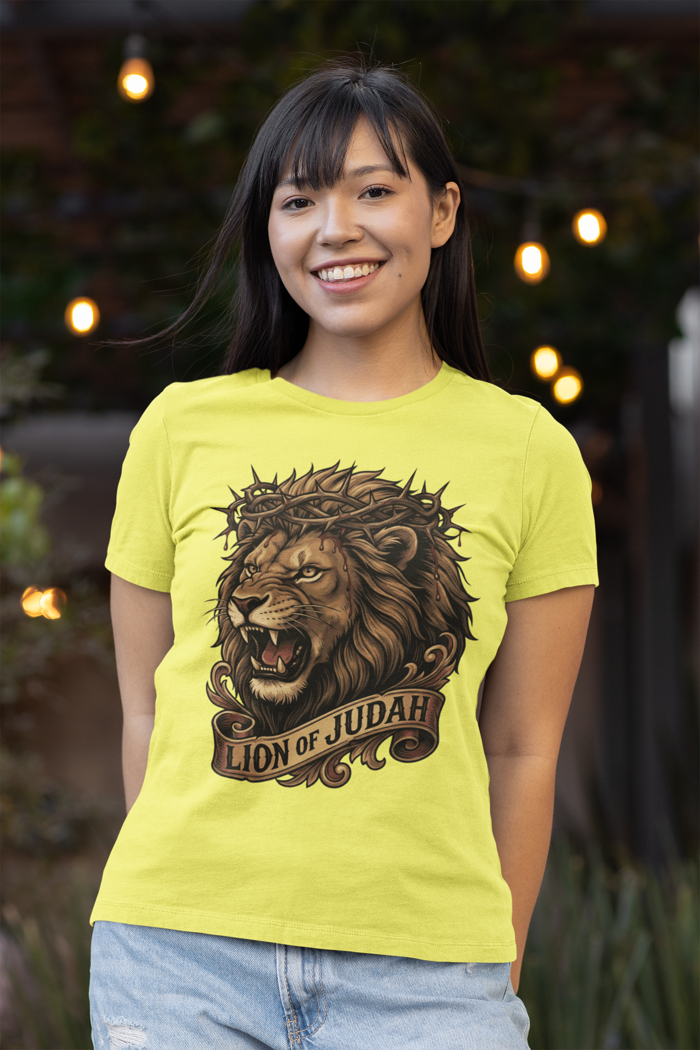 The LION OF JUDAH Fitted Christian T-Shirt (S-2XL):  Women's Bella+Canvas 6004