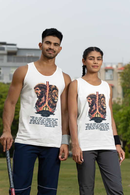 THE LION OF JUDAH Medium Weight Christian Tank Top (S-2XL):  Men's & Women's 5200 - FREE SHIPPING