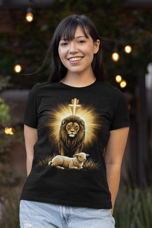The LION & The LAMB Fitted Christian T-Shirt (S-2XL):  Women's Bella+Canvas 6004