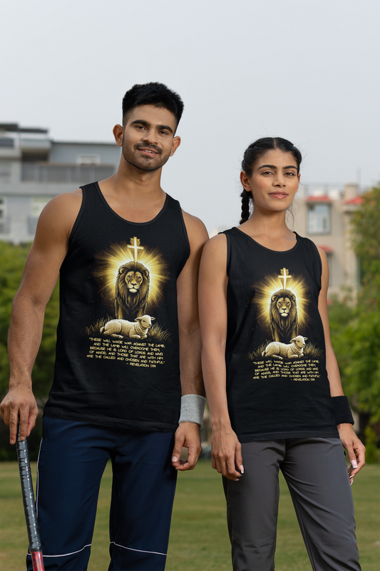The LION & The LAMB Medium Weight Christian Tank Top (S-2XL):  Men's & Women's 5200 - FREE SHIPPING