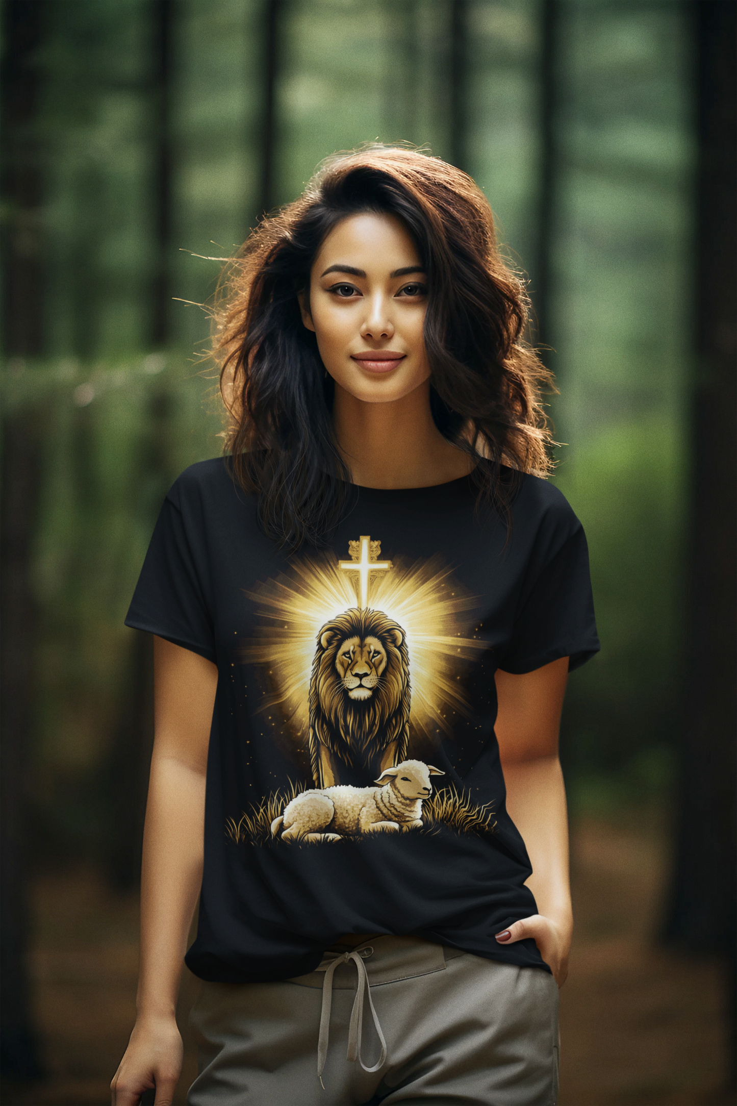 The LION & The LAMB Semi-Fitted Christian T-Shirt (S-3XL):  Women's Gildan 5000L - FREE SHIPPING