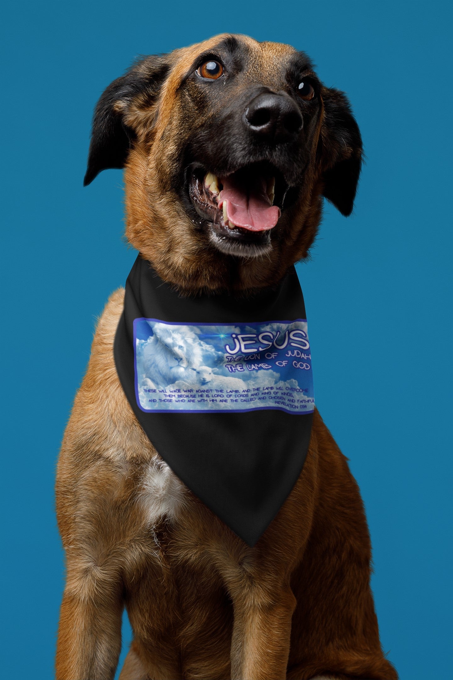 THE LION & THE LAMB - Large Dog Bandana (Collar Size 14-23" Weight 50-75lbs) - FREE SHIPPING