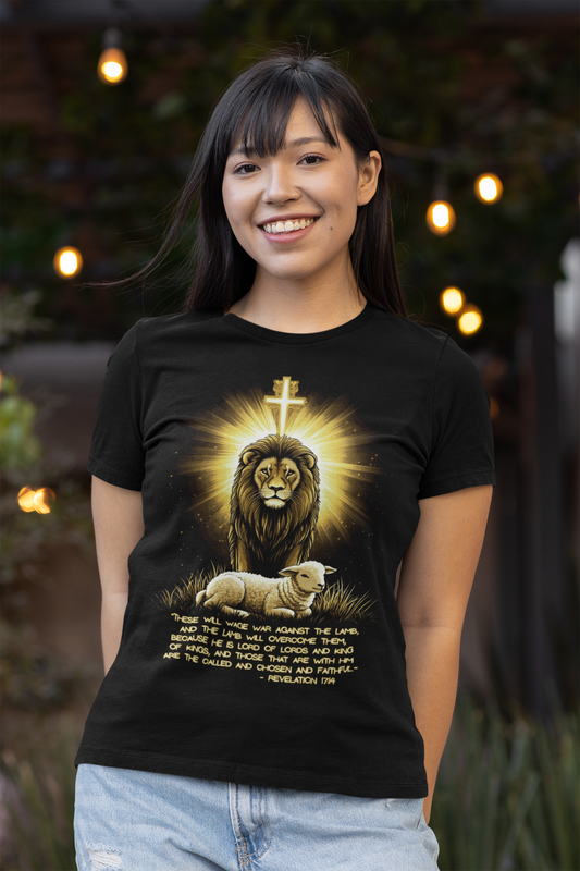 The LION & The LAMB Fitted Christian T-Shirt (S-2XL):  Women's Bella+Canvas 6004