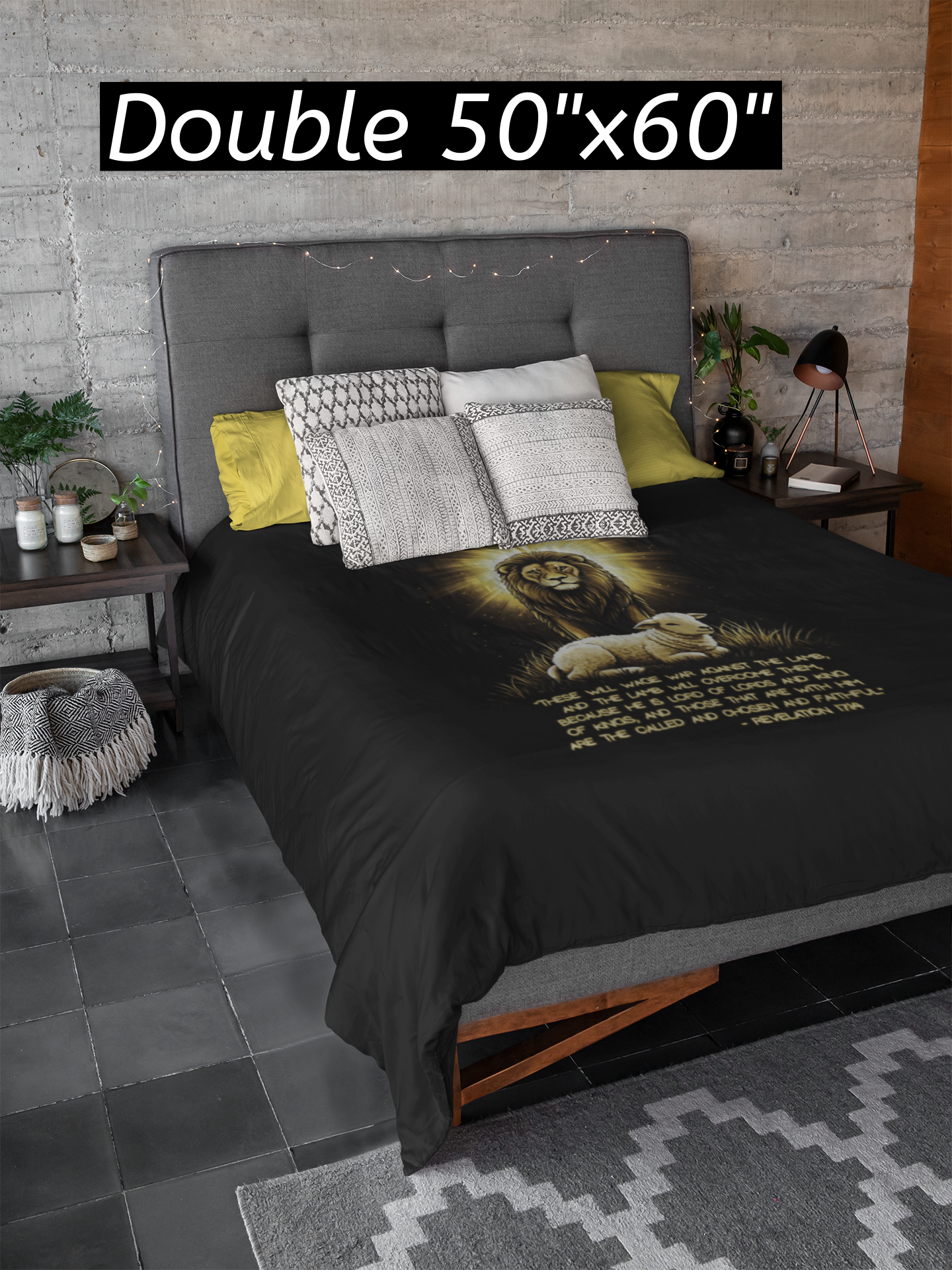 THE LION & THE LAMB Light Weight Christian Velveteen Plush Blanket (3 sizes available) - FREE SHIPPING