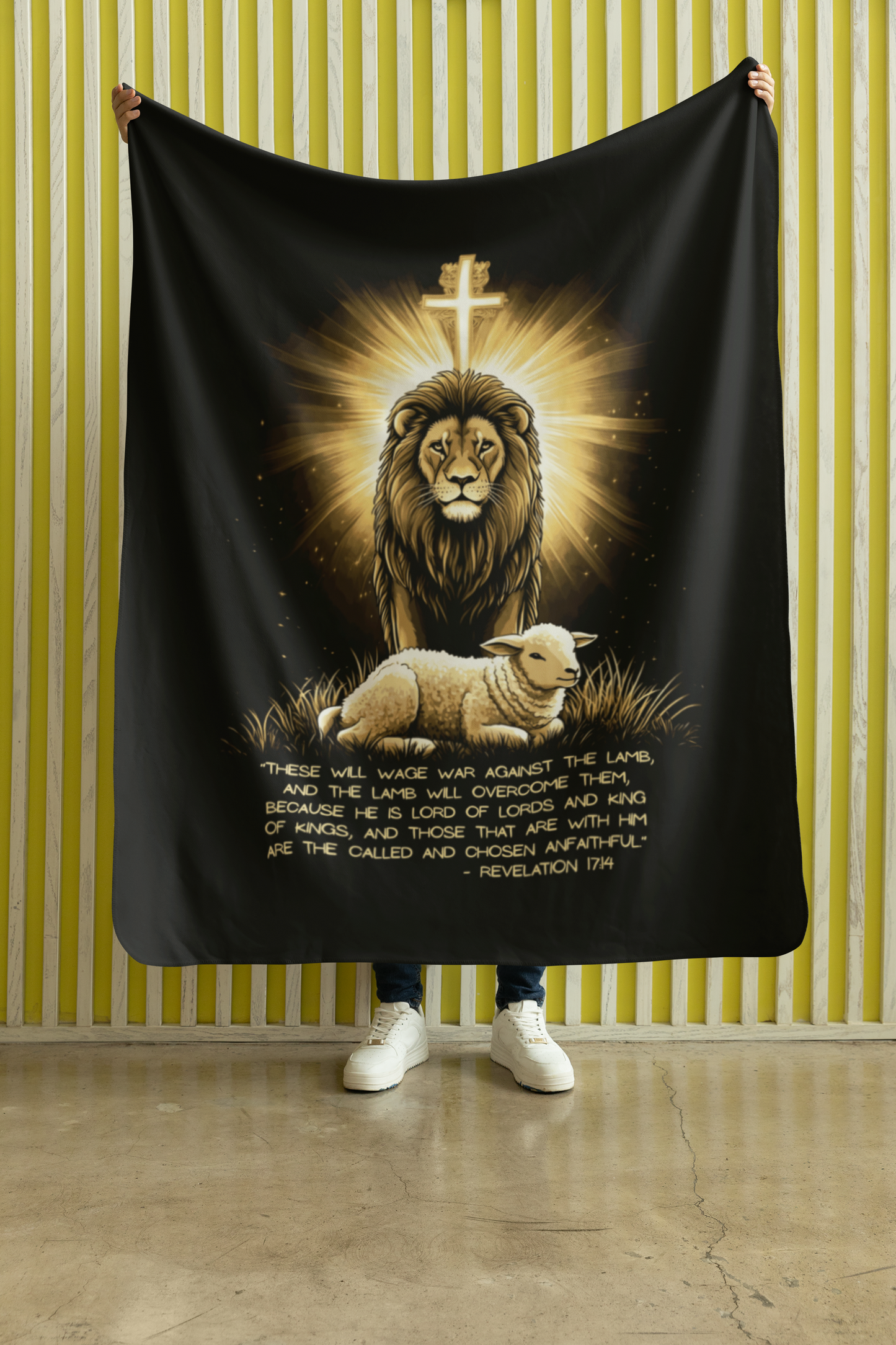 THE LION & THE LAMB Light Weight Christian Velveteen Plush Blanket (3 sizes available) - FREE SHIPPING