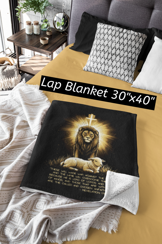 THE LION & THE LAMB Light Weight Christian Velveteen Plush Blanket (3 sizes available) - FREE SHIPPING