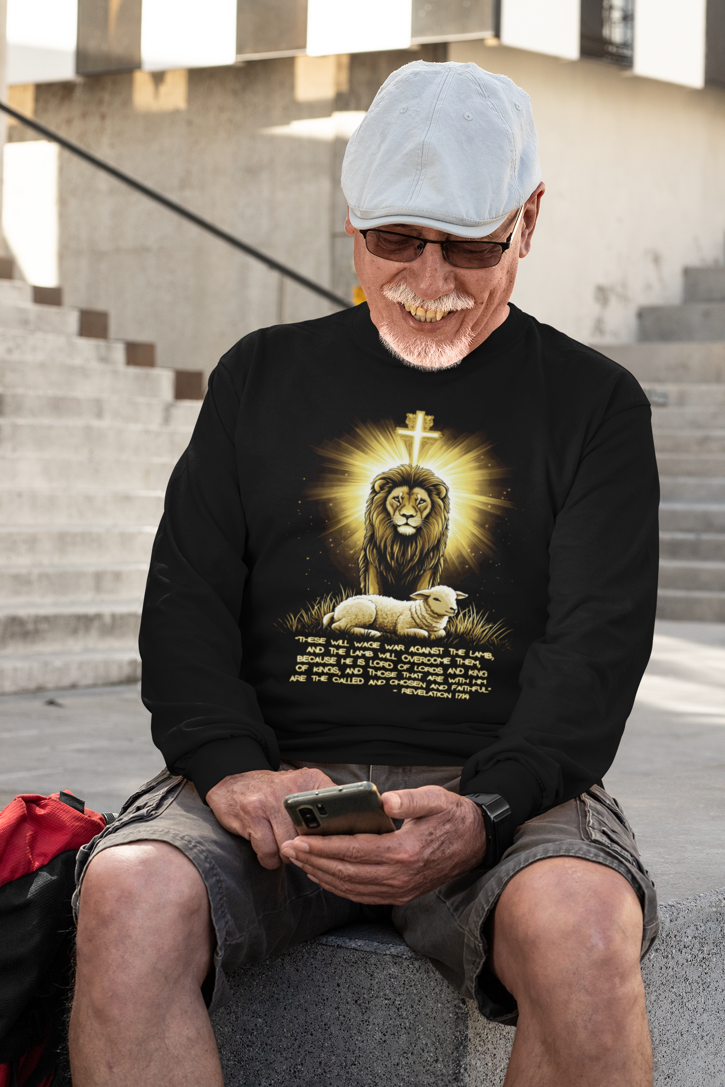 . THE LION & THE LAMB Heavy Weight Christian Long Sleeve T-Shirt (S-2XL):  Men's Gildan 2400 - FREE SHIPPING