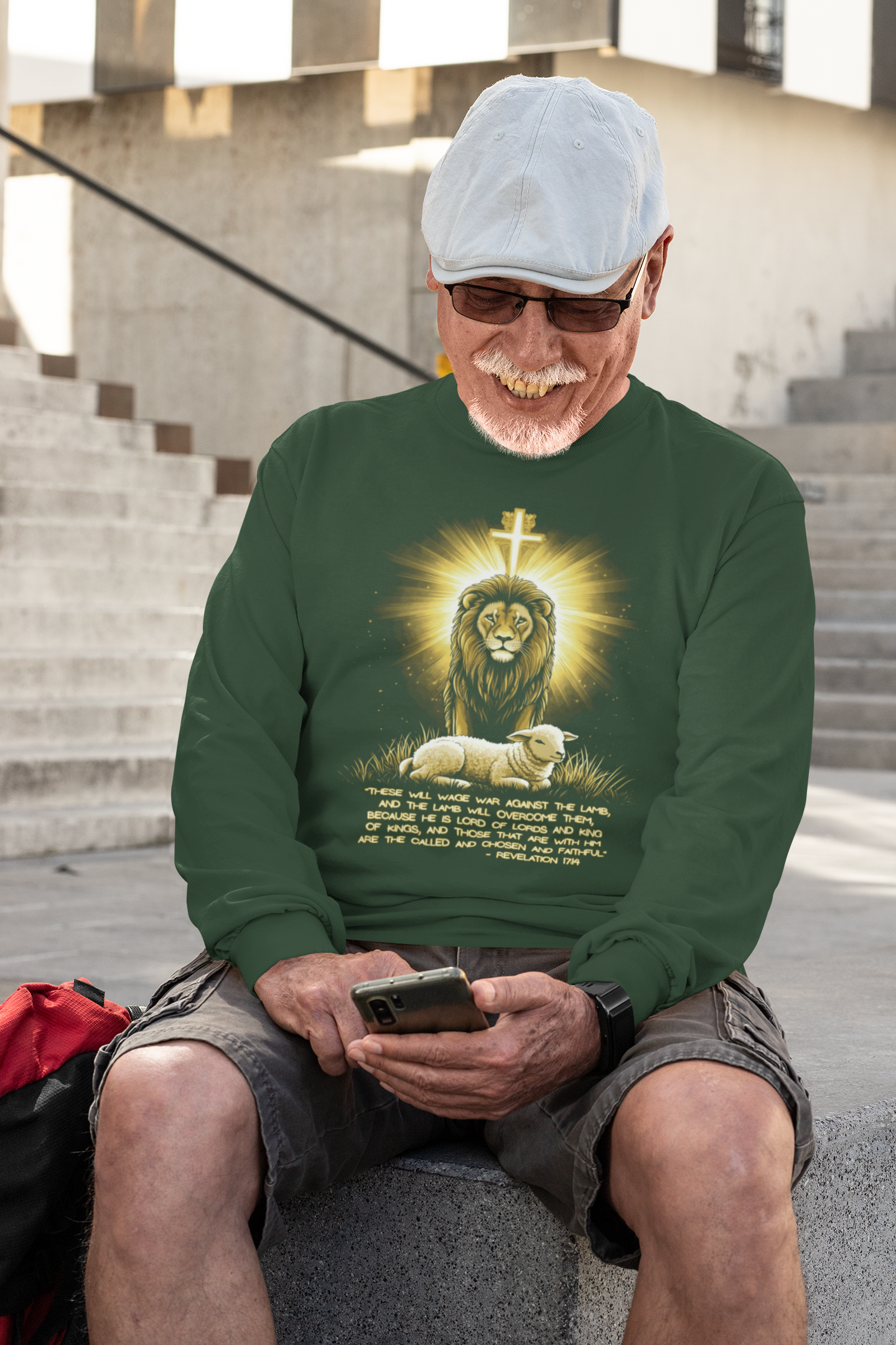 . THE LION & THE LAMB Heavy Weight Christian Long Sleeve T-Shirt (S-2XL):  Men's Gildan 2400 - FREE SHIPPING
