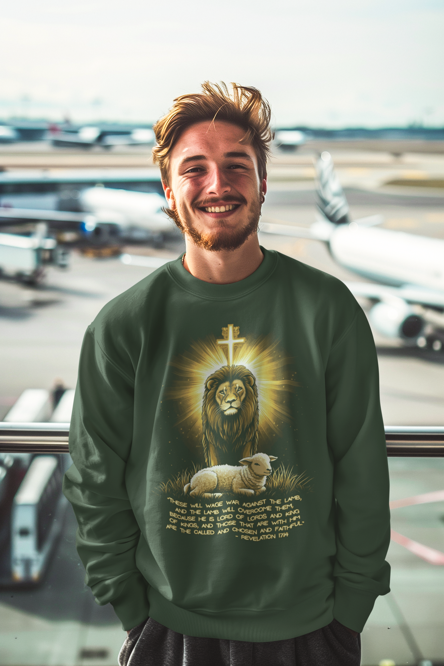 THE LION & THE LAMB Heavy Weight Christian Sweatshirt (S-5XL):  Men's Gildan 18000 - FREE SHIPPING
