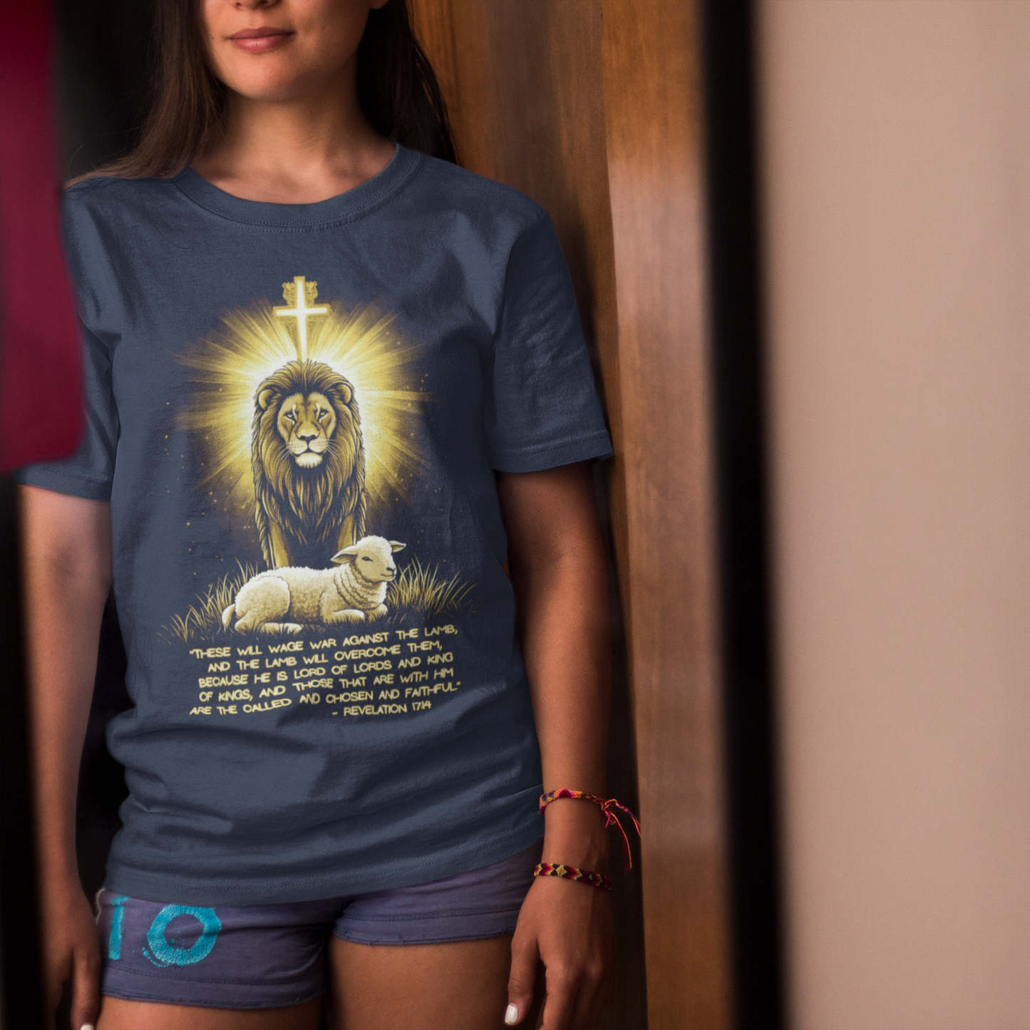 THE LION & THE LAMB Classic Christian T-Shirt (S-5XL):  Women's Medium Weight Gildan 5000 - FREE SHIPPING
