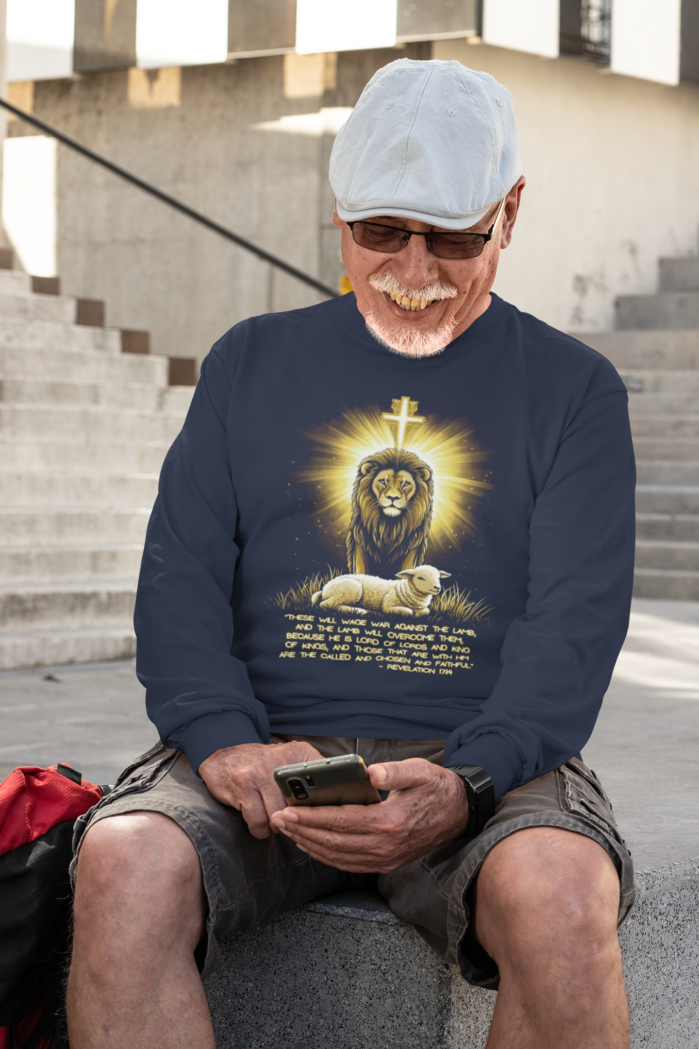 . THE LION & THE LAMB Heavy Weight Christian Long Sleeve T-Shirt (S-2XL):  Men's Gildan 2400 - FREE SHIPPING
