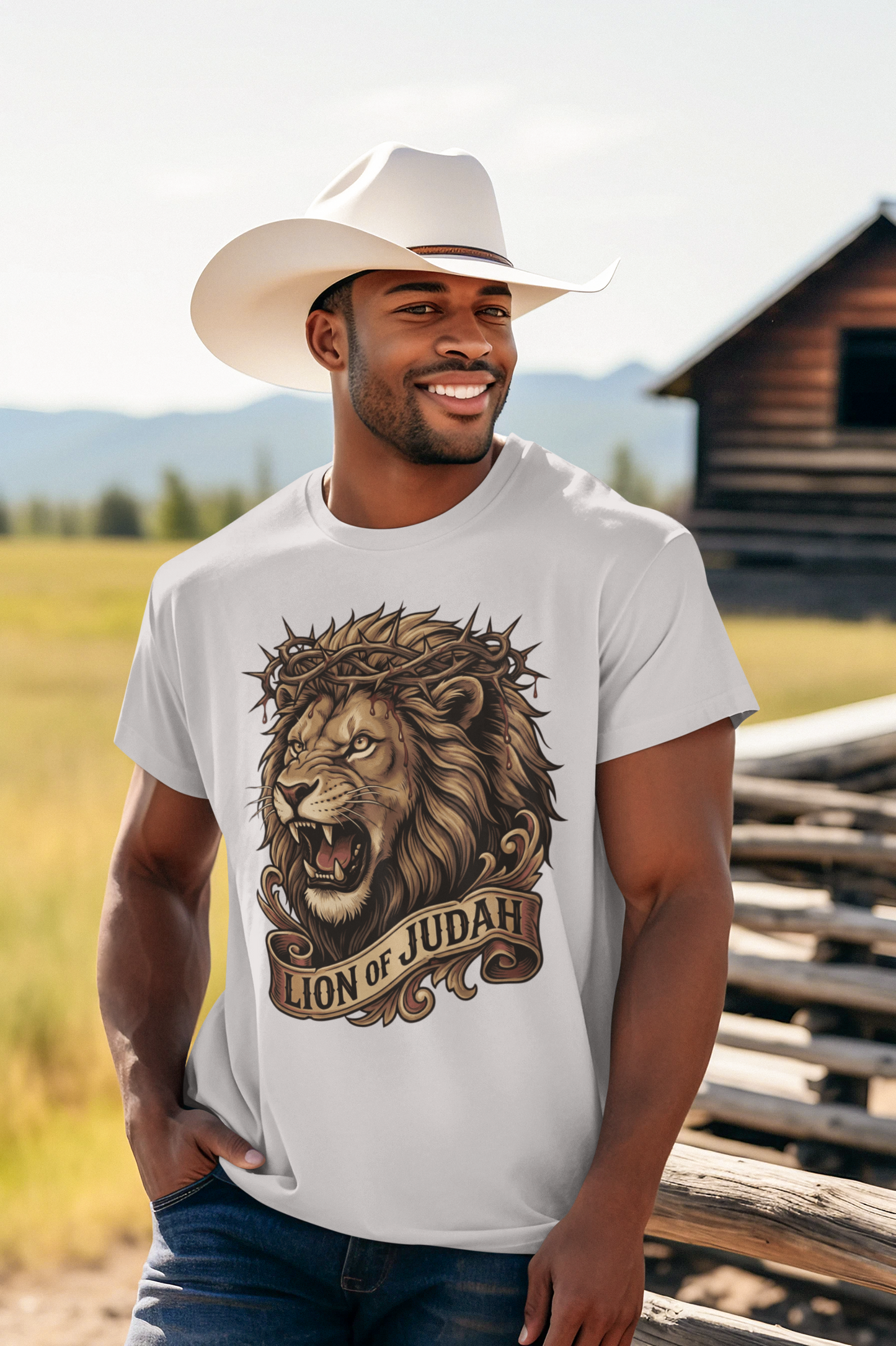 THE LION OF JUDAH Christian T-Shirt (S-5XL):  Men's Medium Weight Gildan 5000 - FREE SHIPPING