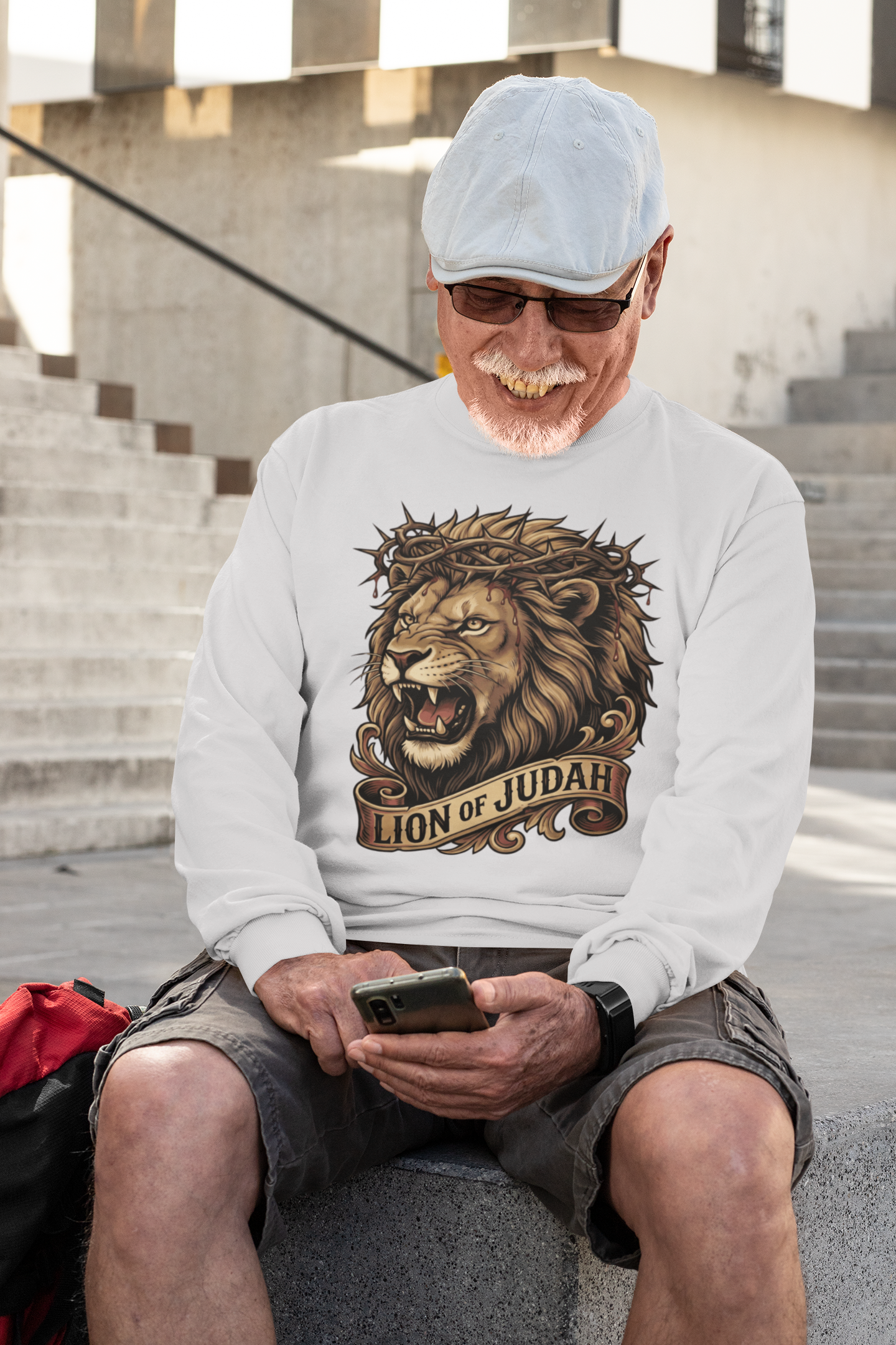 . THE LION OF JUDAH Heavy Weight Christian Long Sleeve T-Shirt (S-2XL):  Men's Gildan 2400 - FREE SHIPPING