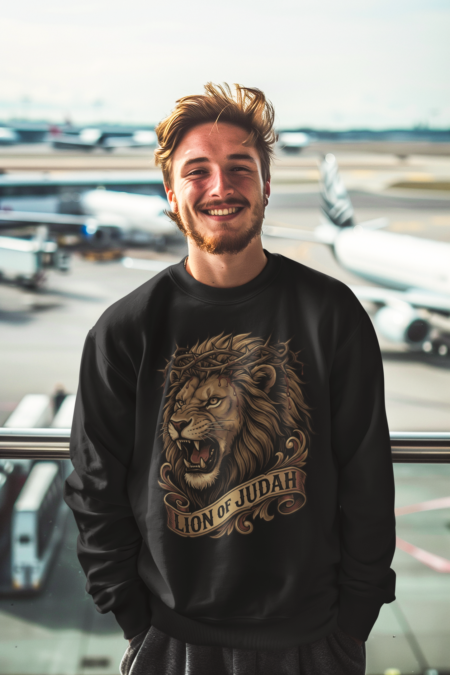 THE LION OF JUDAH Heavy Weight Christian Sweatshirt (S-5XL):  Men's Gildan 18000 - FREE SHIPPING