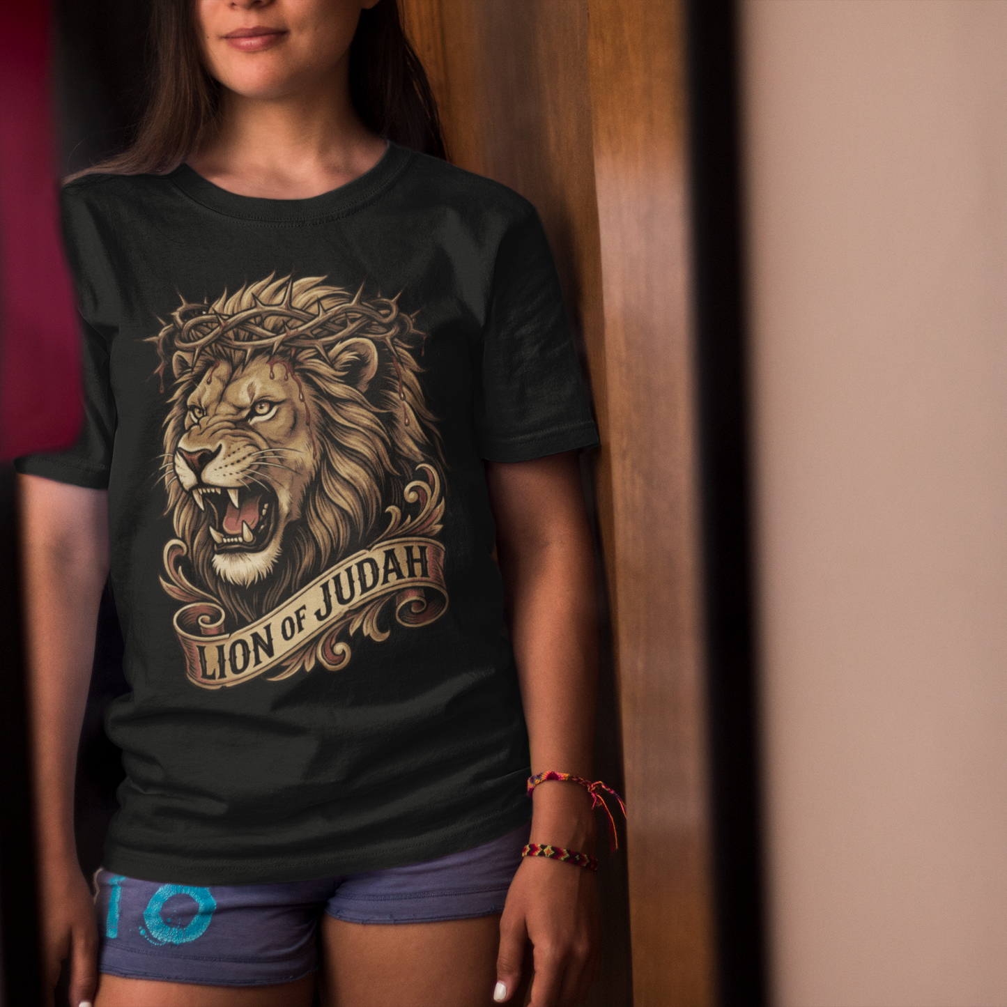 The LION OF JUDAH Classic Christian T-Shirt (S-5XL):  Women's Medium Weight Gildan 5000 - FREE SHIPPING
