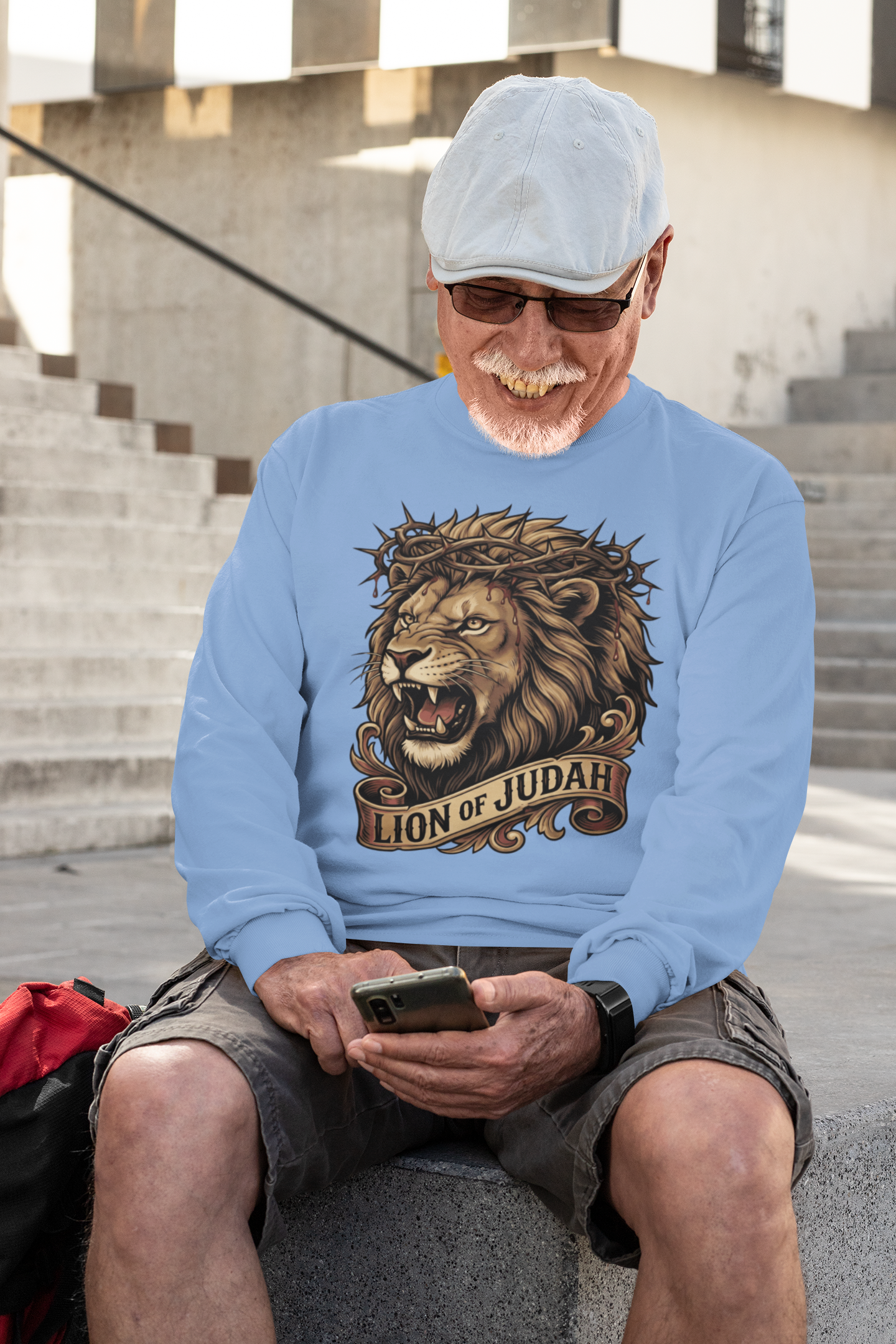 . THE LION OF JUDAH Heavy Weight Christian Long Sleeve T-Shirt (S-2XL):  Men's Gildan 2400 - FREE SHIPPING