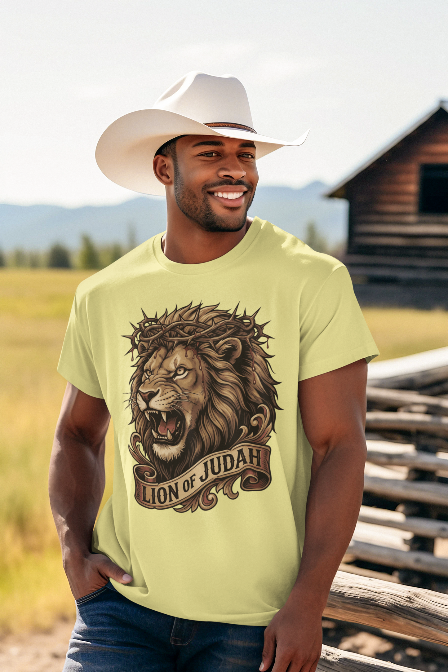 THE LION OF JUDAH Christian T-Shirt (S-5XL):  Men's Medium Weight Gildan 5000 - FREE SHIPPING