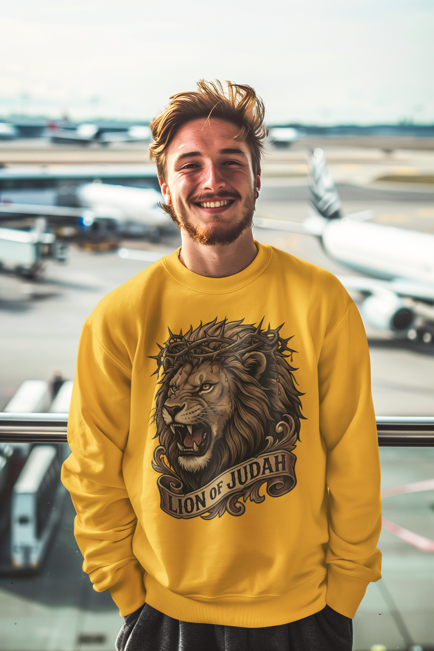 THE LION OF JUDAH Heavy Weight Christian Sweatshirt (S-5XL):  Men's Gildan 18000 - FREE SHIPPING
