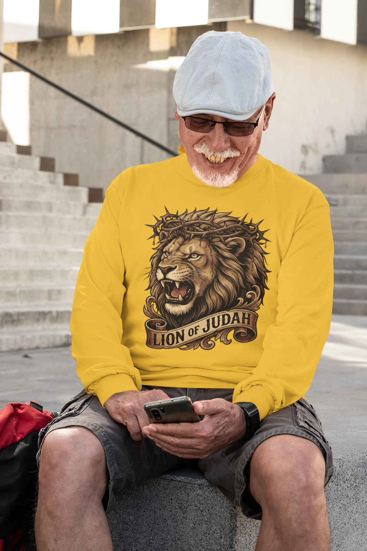 . THE LION OF JUDAH Heavy Weight Christian Long Sleeve T-Shirt (S-2XL):  Men's Gildan 2400 - FREE SHIPPING