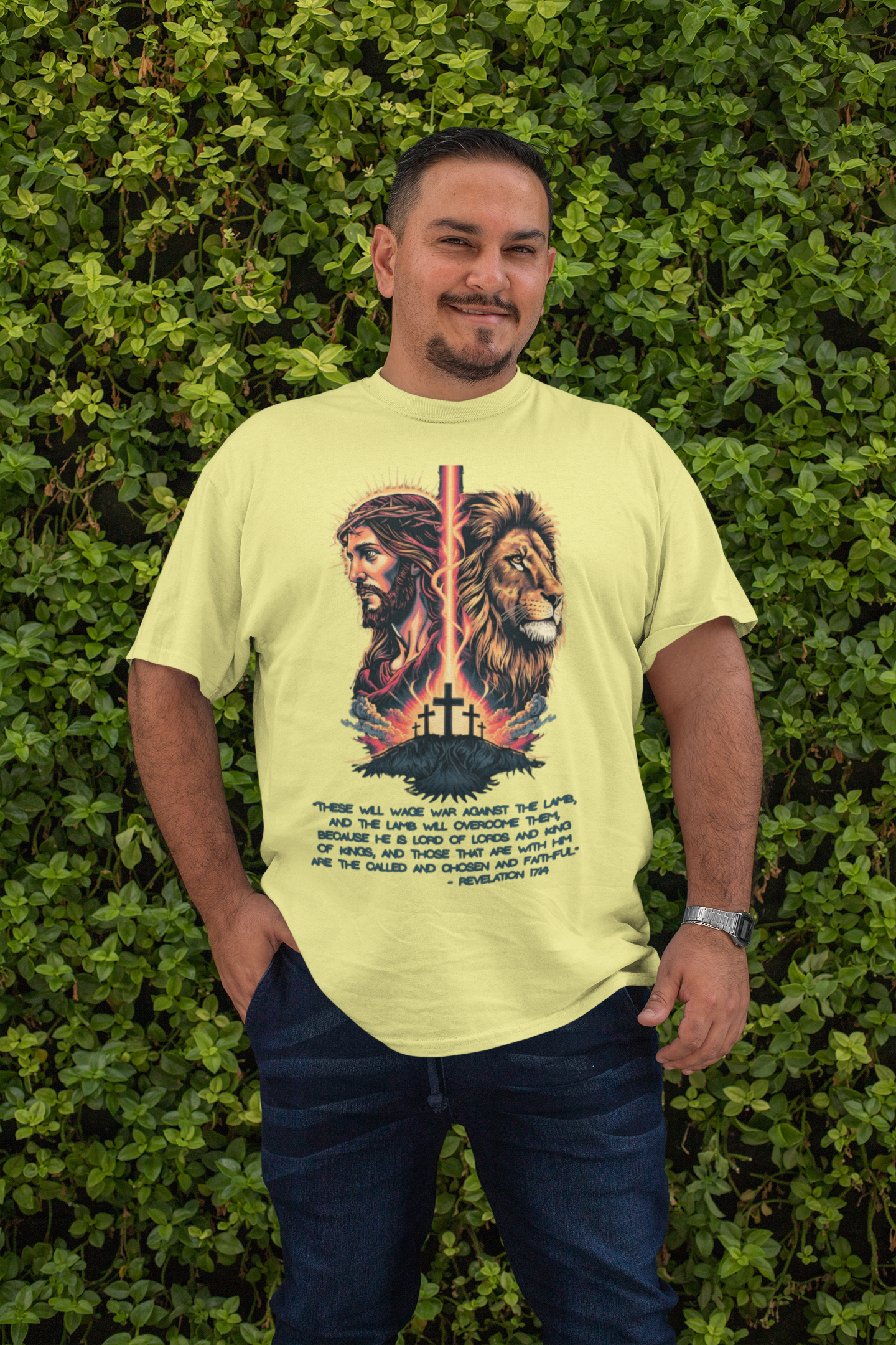 . THE LION OF JUDAH Plus Size Heavy Weight Christian T-Shirt (S-5XL):  Men's Hanes Beefy-T®