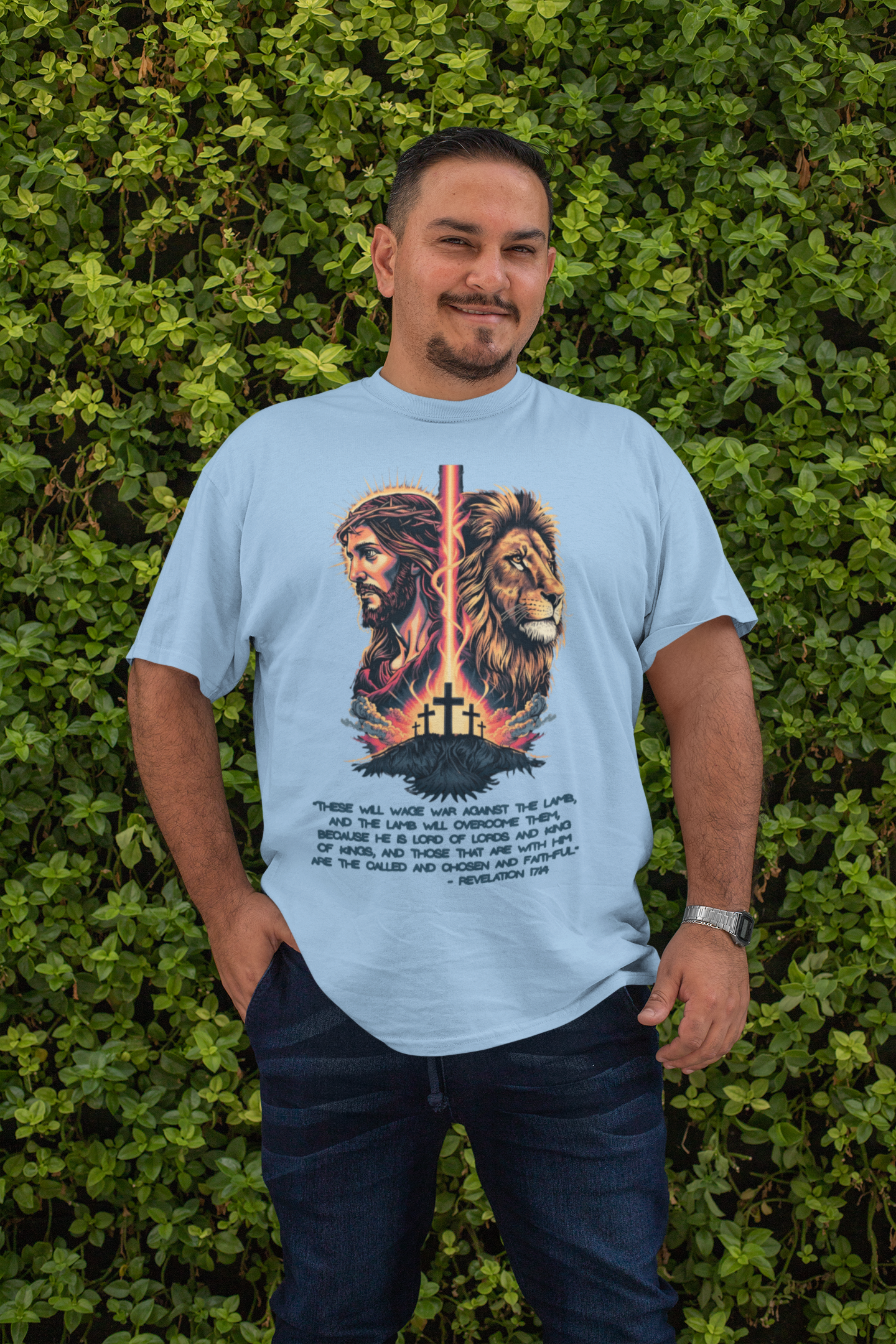 . THE LION OF JUDAH Plus Size Heavy Weight Christian T-Shirt (S-5XL):  Men's Hanes Beefy-T®