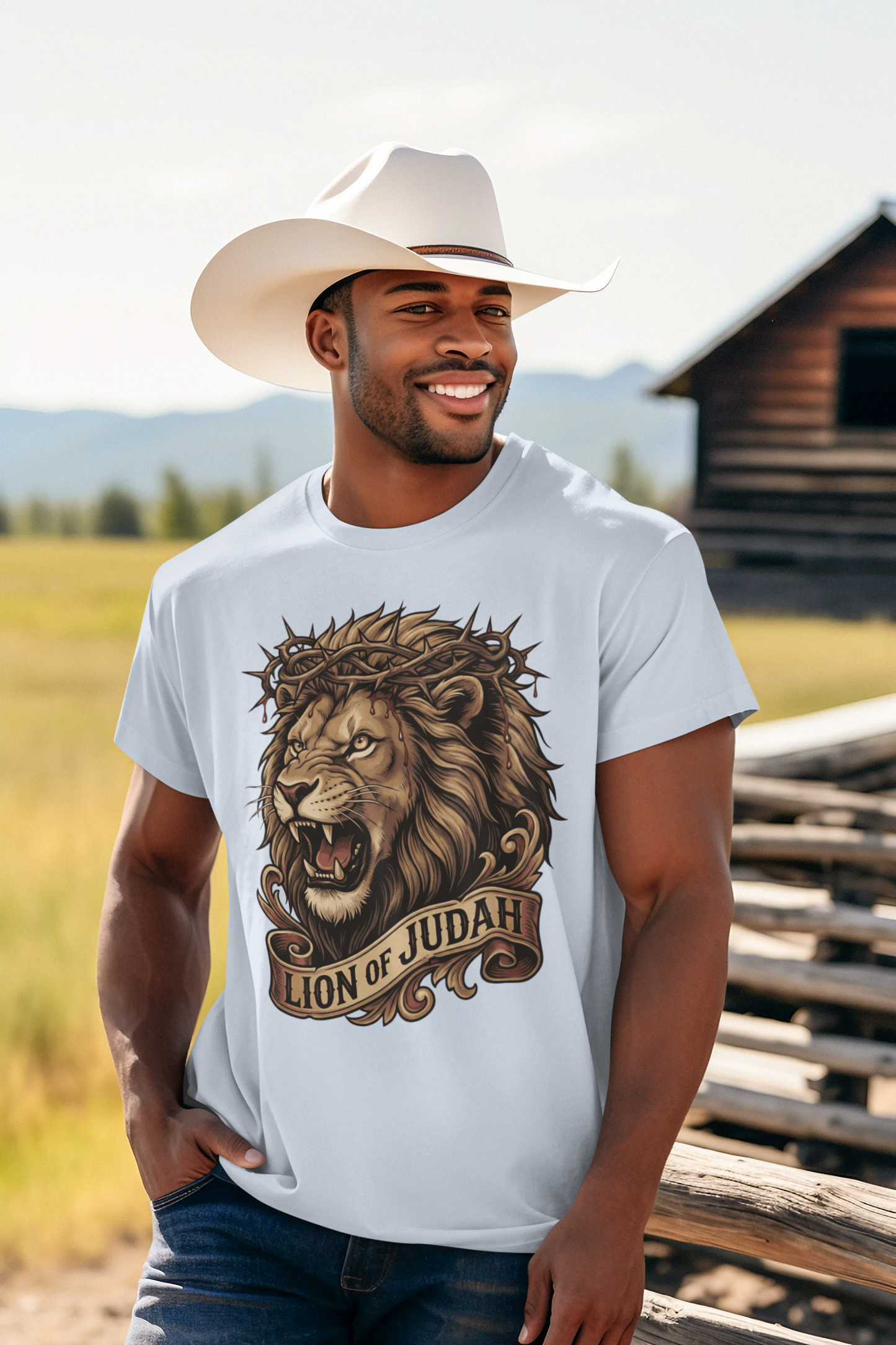 THE LION OF JUDAH Christian T-Shirt (S-5XL):  Men's Medium Weight Gildan 5000 - FREE SHIPPING