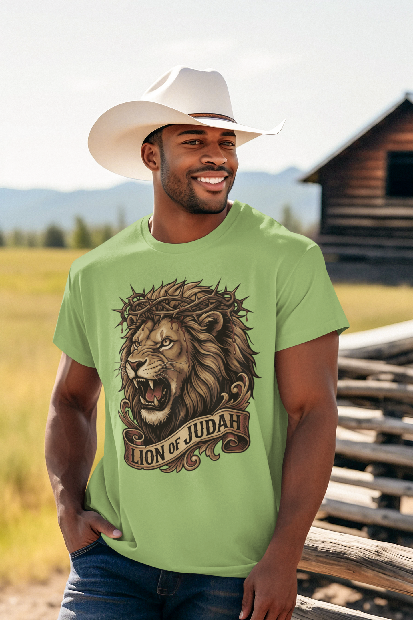 THE LION OF JUDAH Christian T-Shirt (S-5XL):  Men's Medium Weight Gildan 5000 - FREE SHIPPING