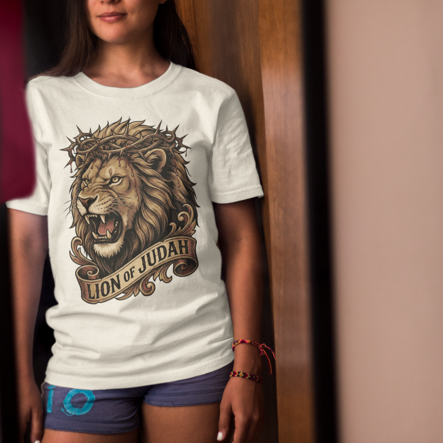 The LION OF JUDAH Classic Christian T-Shirt (S-5XL):  Women's Medium Weight Gildan 5000 - FREE SHIPPING